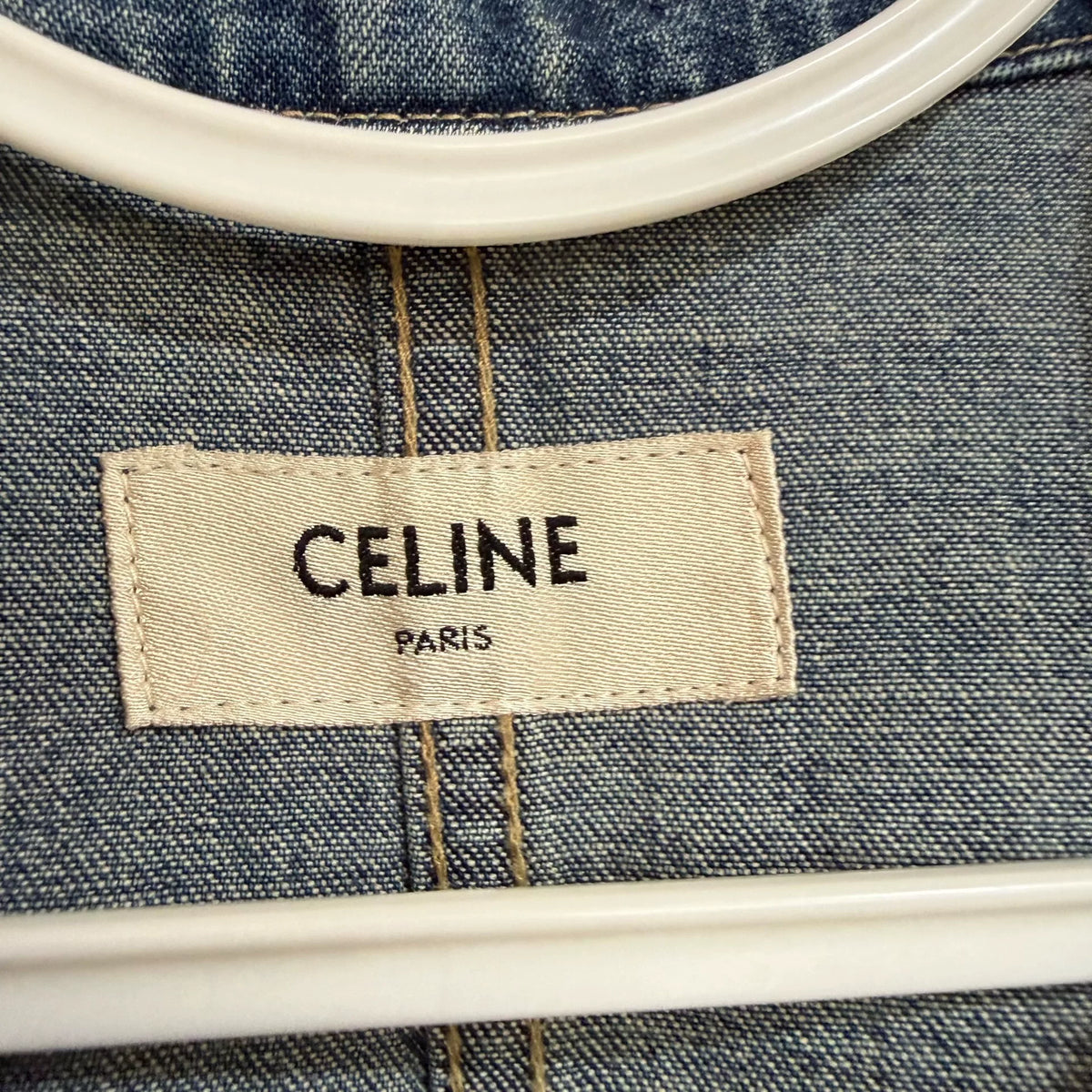 Celine Horn Button Denim Pullover Sweater
