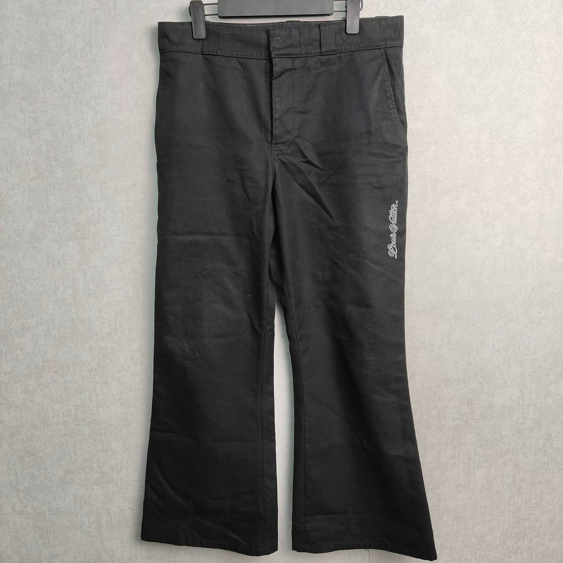 Louis Vuitton Black Embroidered Logo Flared Pants - Devines