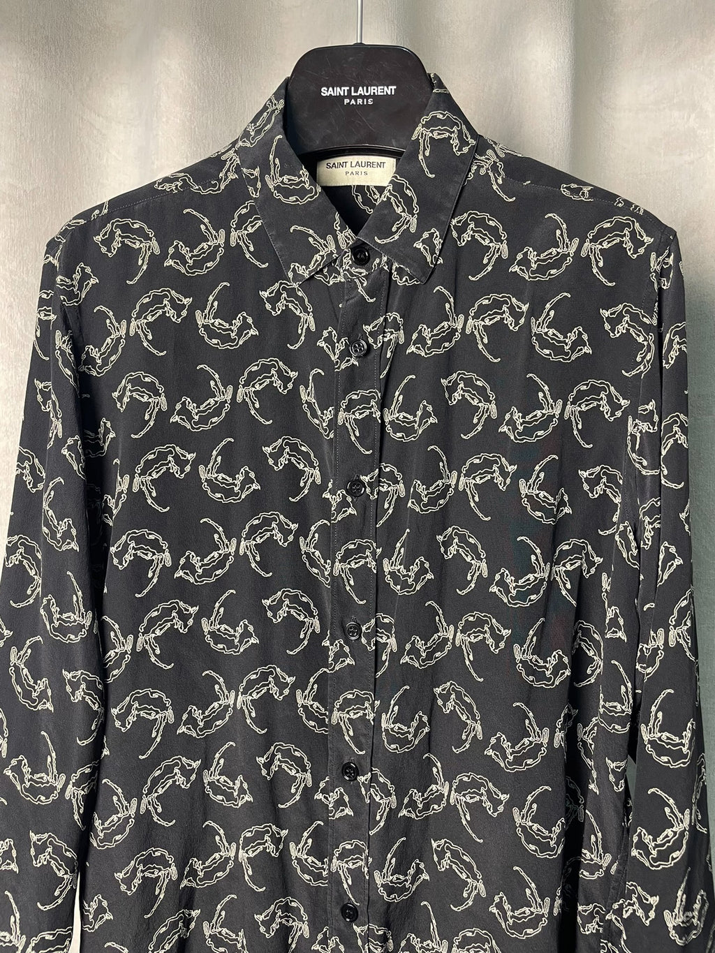Saint Laurent FW13 Fox Print Silk Shirt
