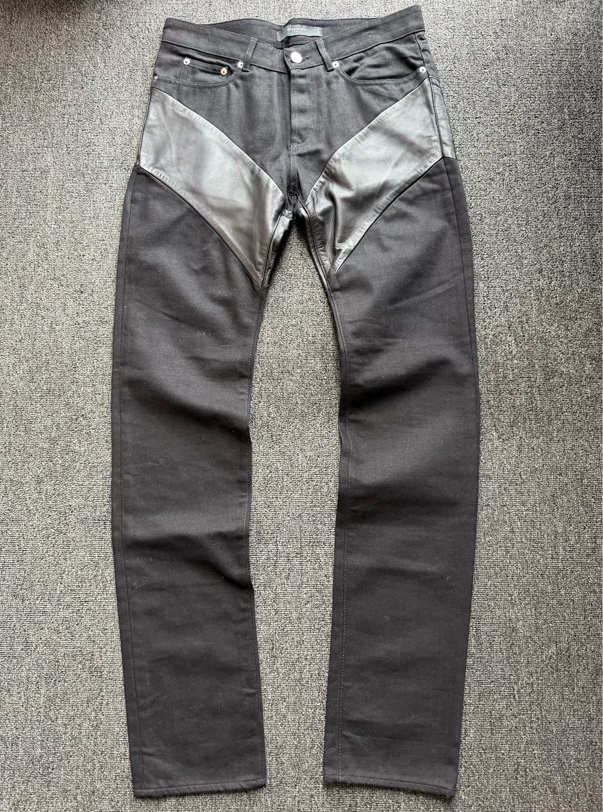 Givenchy black Denim with lamb leather accents