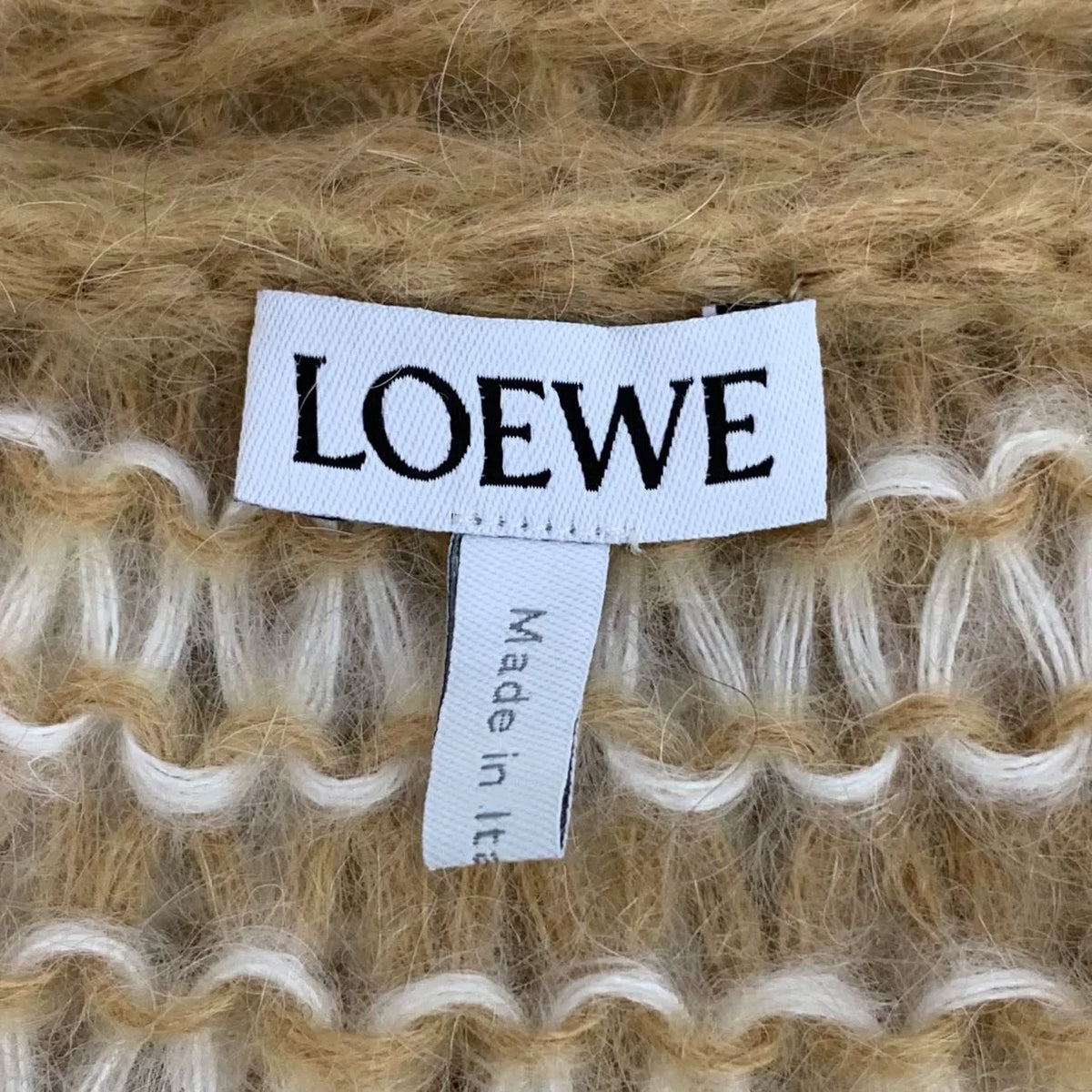Loewe Brown Striped Logo-Embroidered Mohair V-Neck Single-Breasted Cardigan Jacket