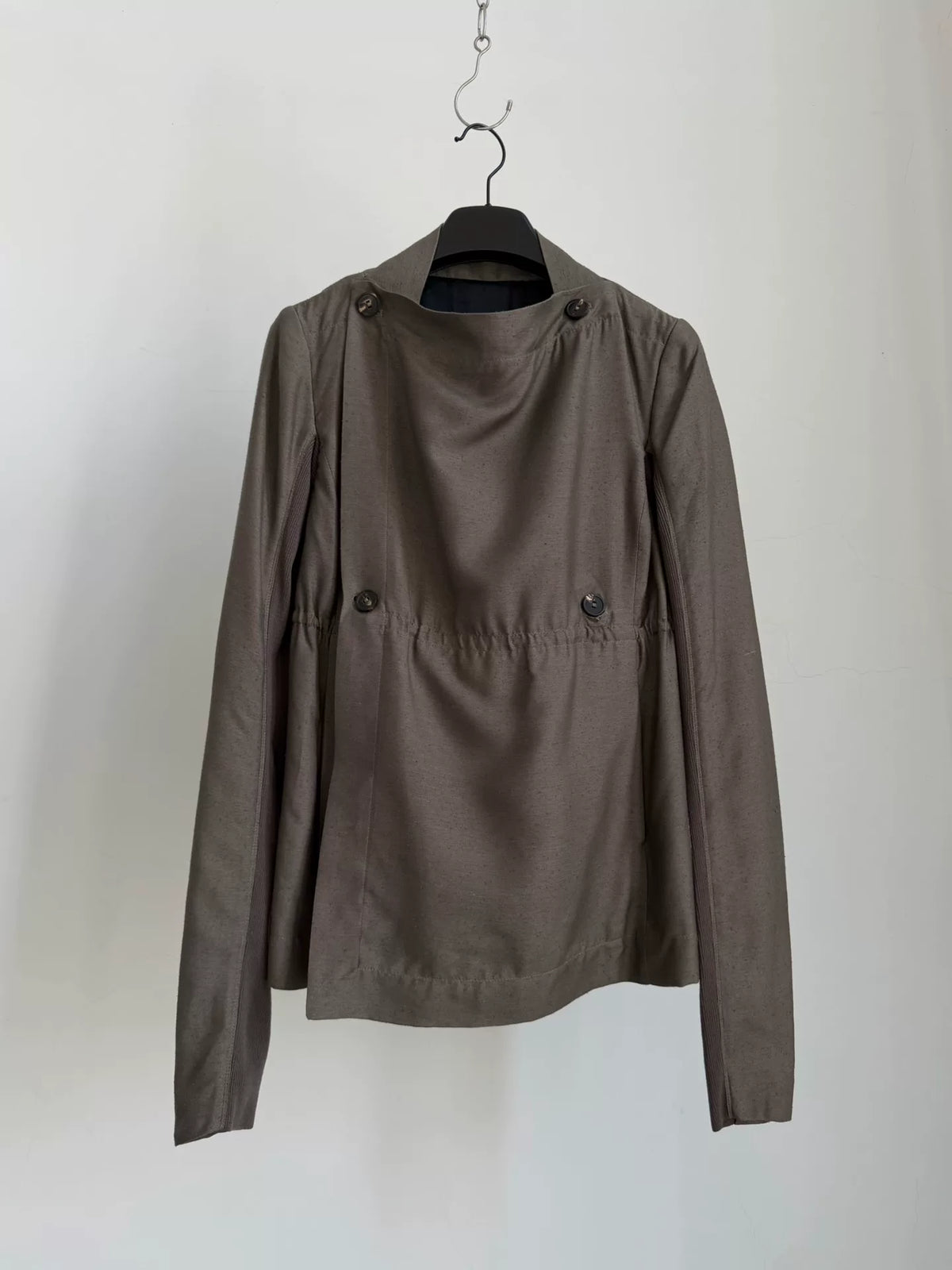 Rick Owens Dusty gray-brown deconstructed lapel jacket