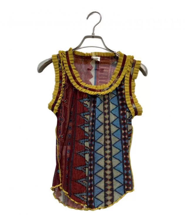 Jean Paul Gaultier Ruffled Mesh Sleeveless Top