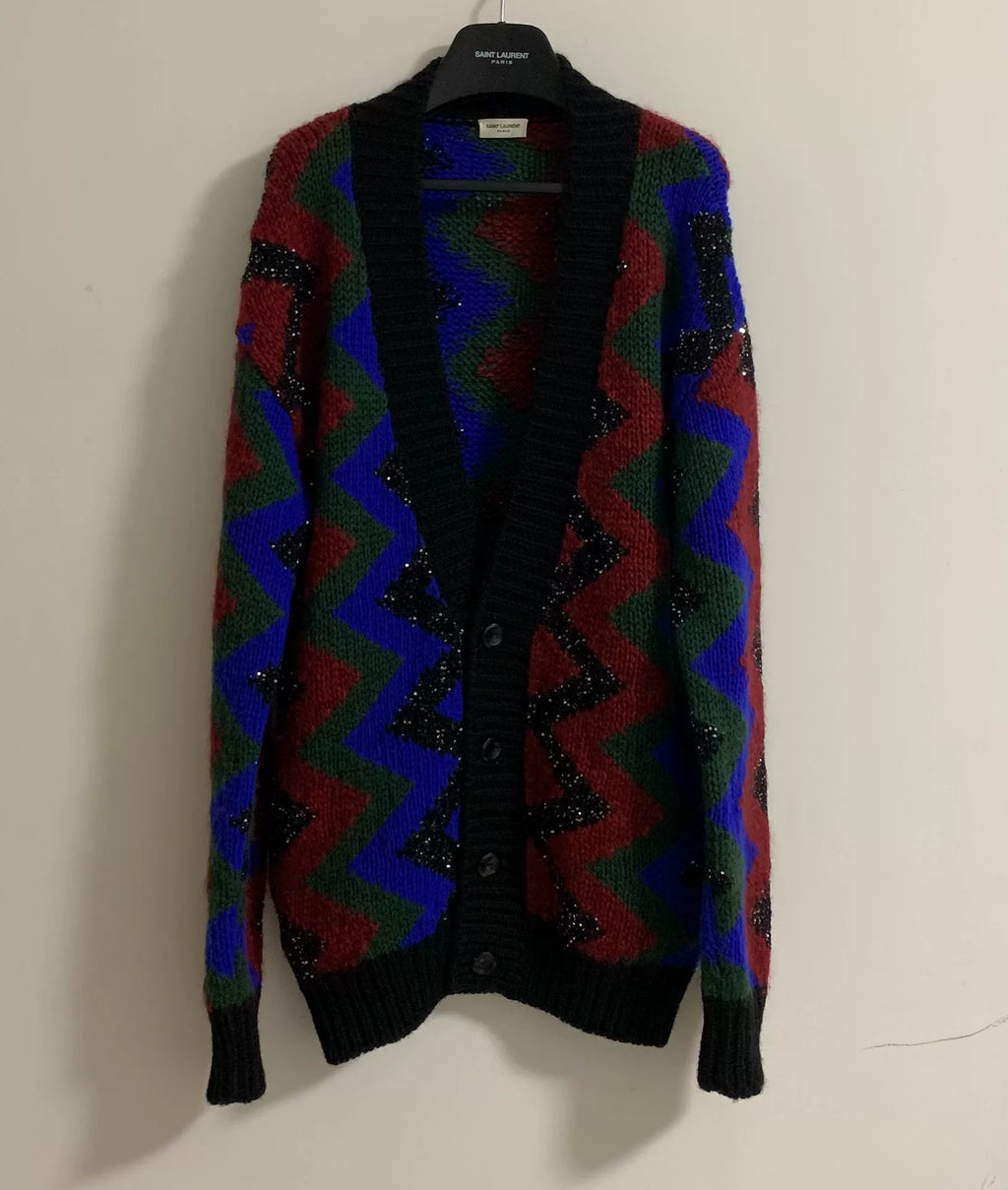 Saint Laurent 21FW Multicolor Sequined Wool Cardigan