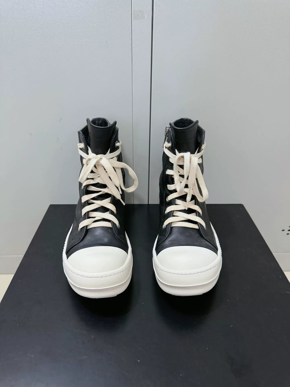 Rick Owens Black and White Tank Sole Large Converse Sneakers