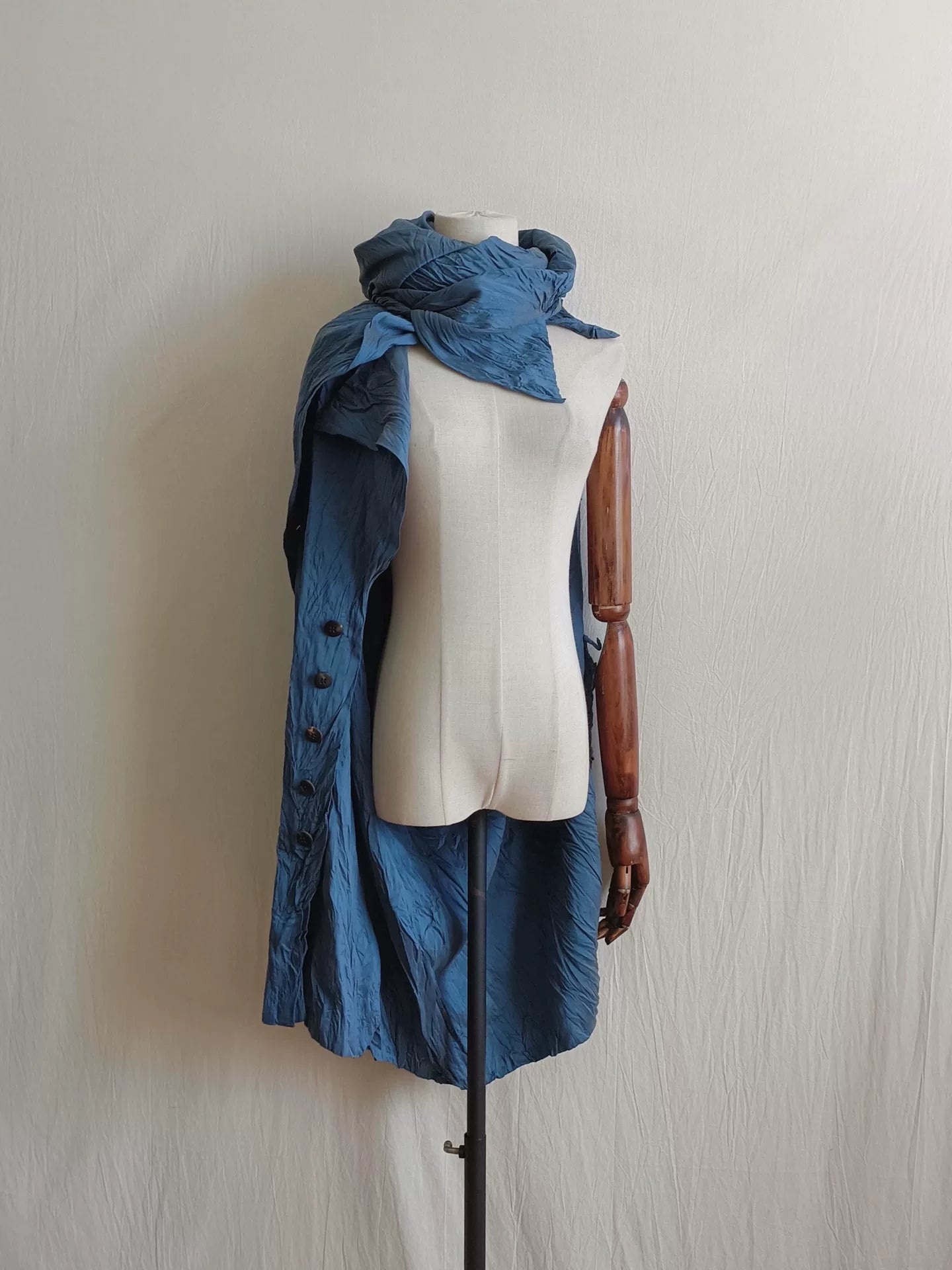 Issey Miyake 1990s Blue Letter in the Wind Top