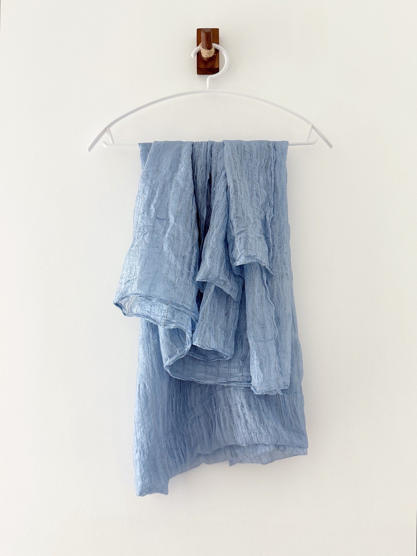 Yohji Yamamoto 1990s Ice Blue Drawstring Shawl - Devines