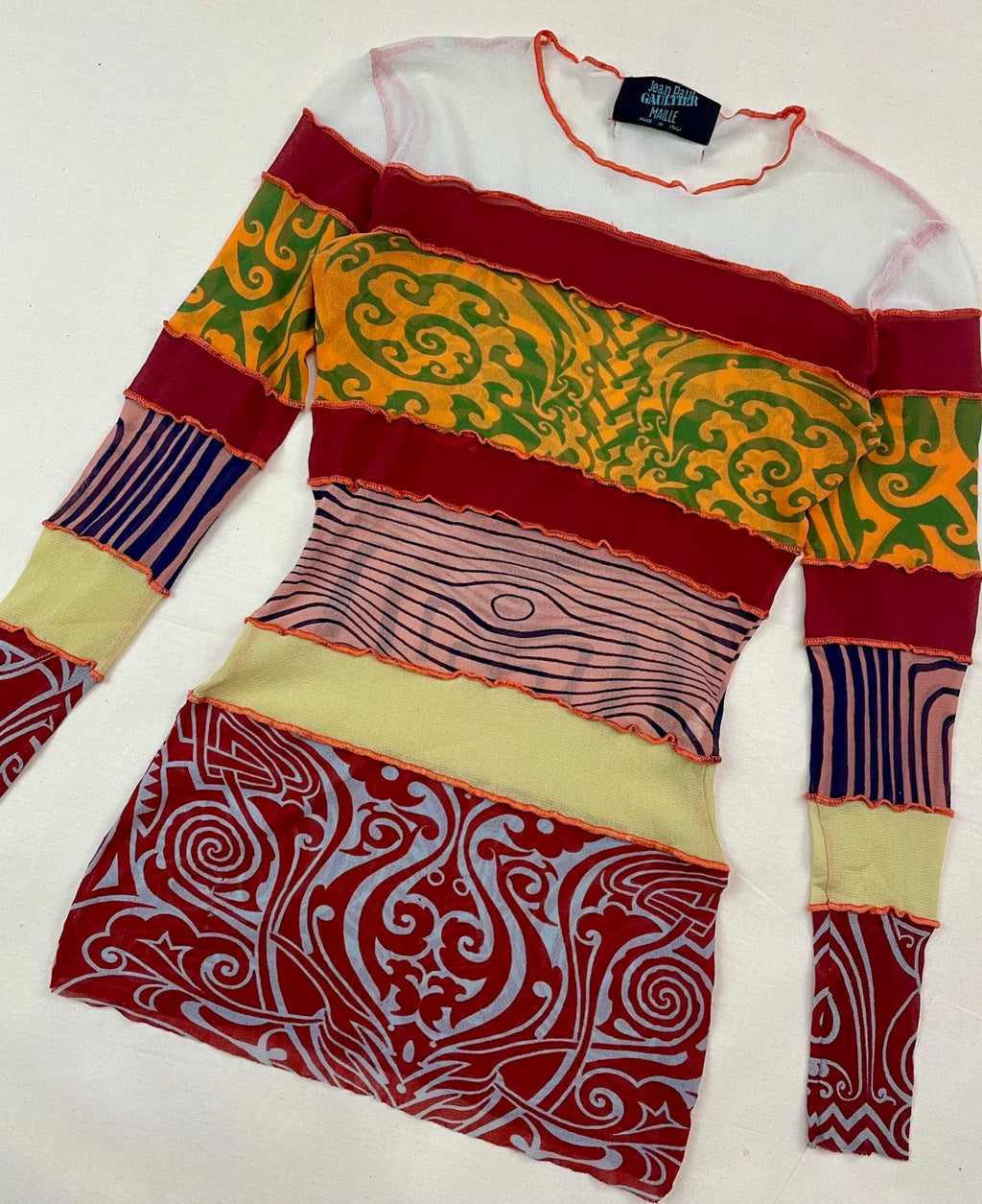 1996 Spring/Summer Jean Paul Gaultier Cyberbaba Cyber Hippie Tribal Tattoo Mesh Tattoo Top