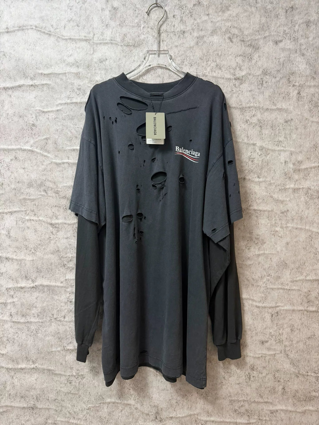Balenciaga 25 Hole Distressed Long Sleeve Top