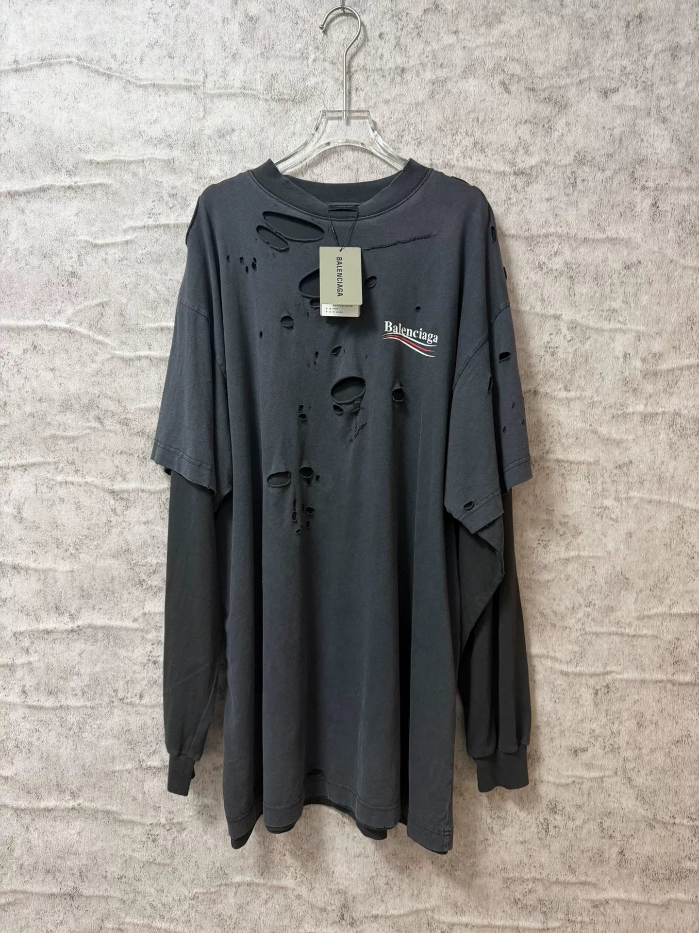 Balenciaga 25 Hole Distressed Long Sleeve Top