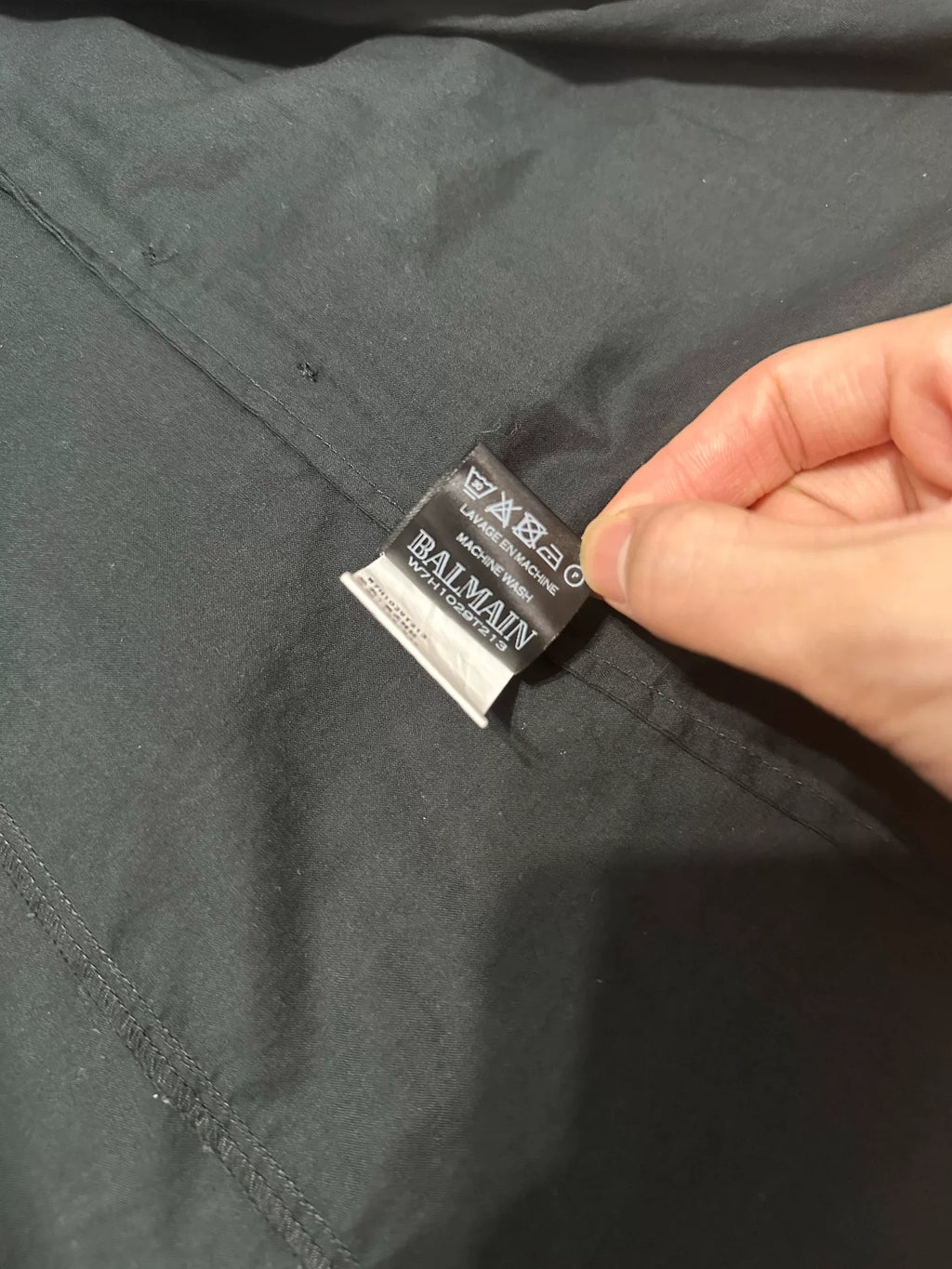 Balmain Fw1 FW17 Black Draped Hidden Placket Cotton Shirt