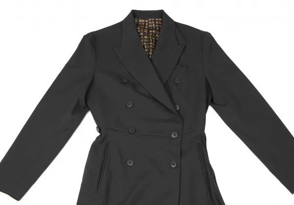 Jean Paul Gaultier Vintage Black Text Double-Breasted Coat