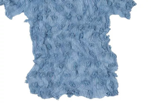 Issey Miyake Vintage Blue Pom-Pom Pleated Top