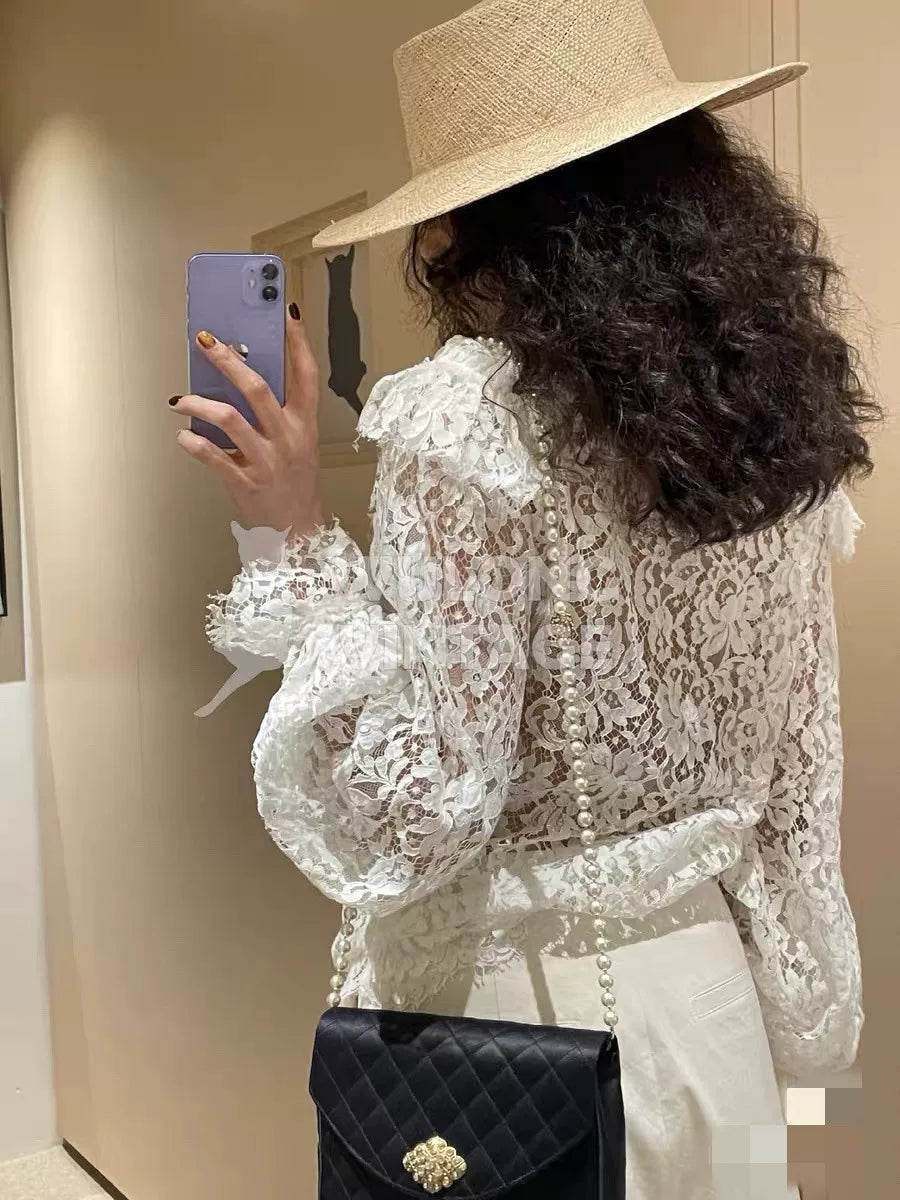 Chanel Camellia Lace Top