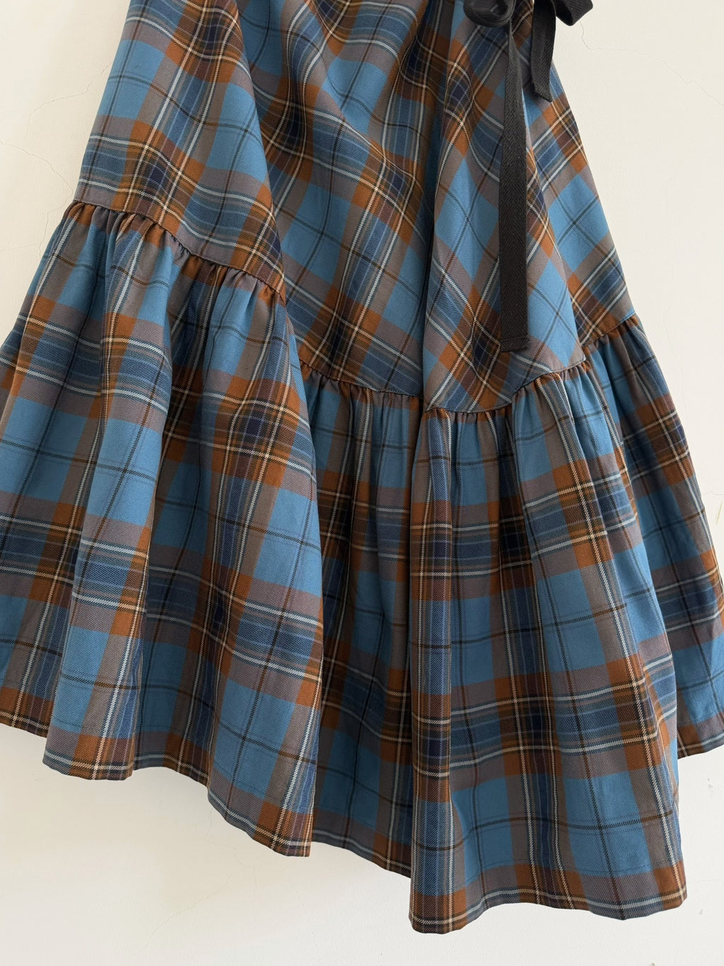 Junya Watanabe Midi Blue Plaid Wool Skirt