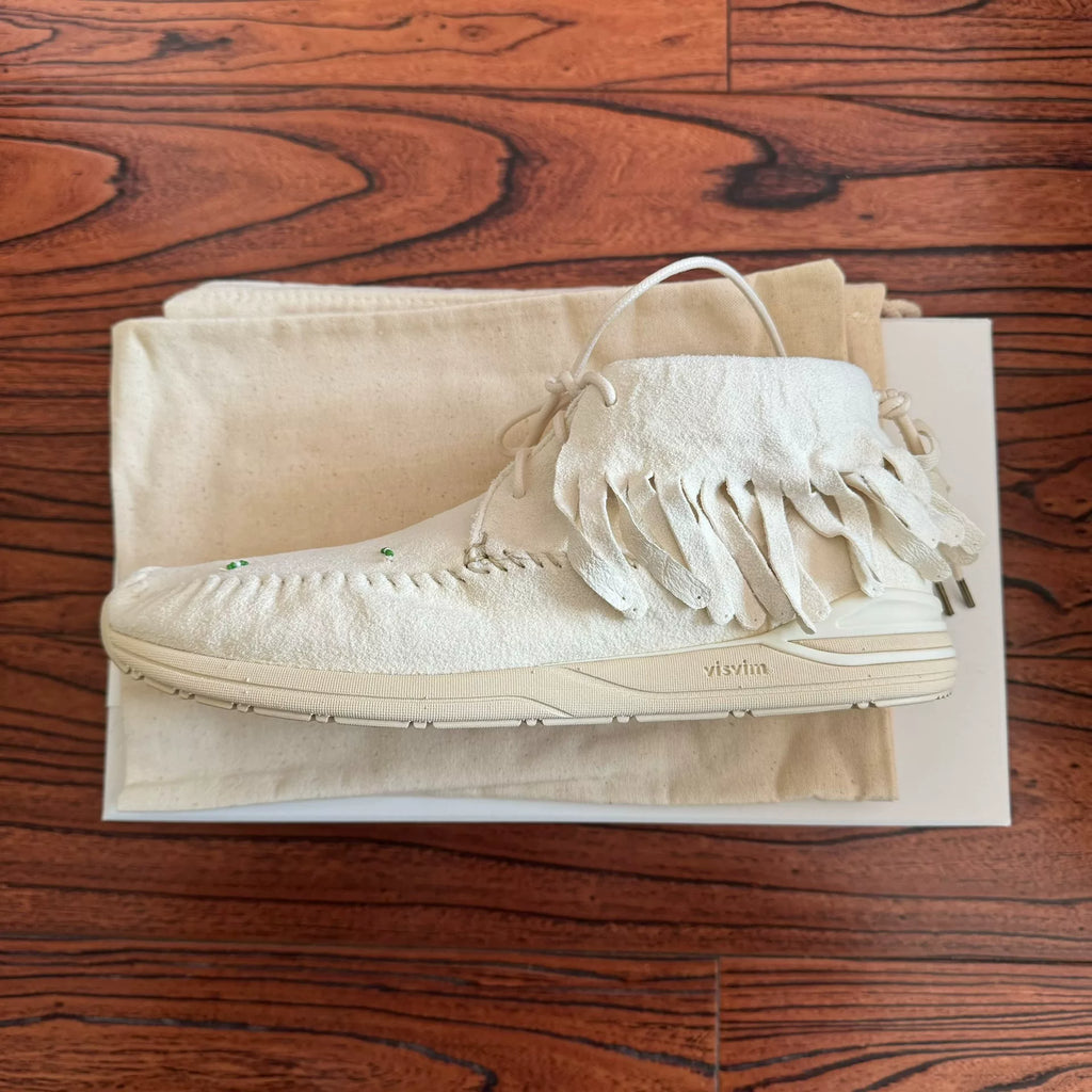 Visvim 23AW Aw Fbt Shaman Folk Fringe White Shoes