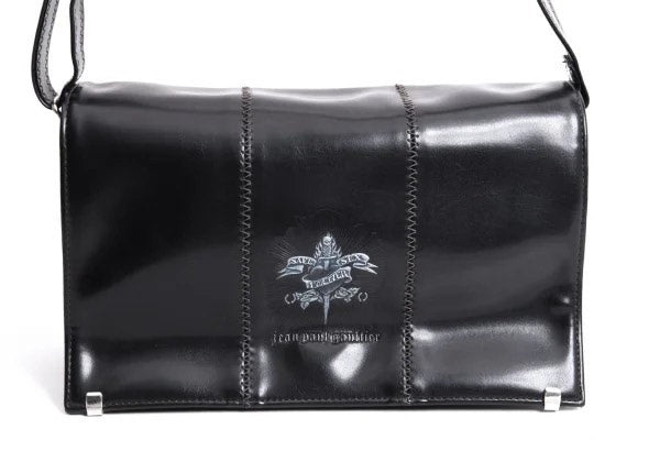 Jean Paul Gaultier Black Leather Dragon Sword Heart Crossbody Bag