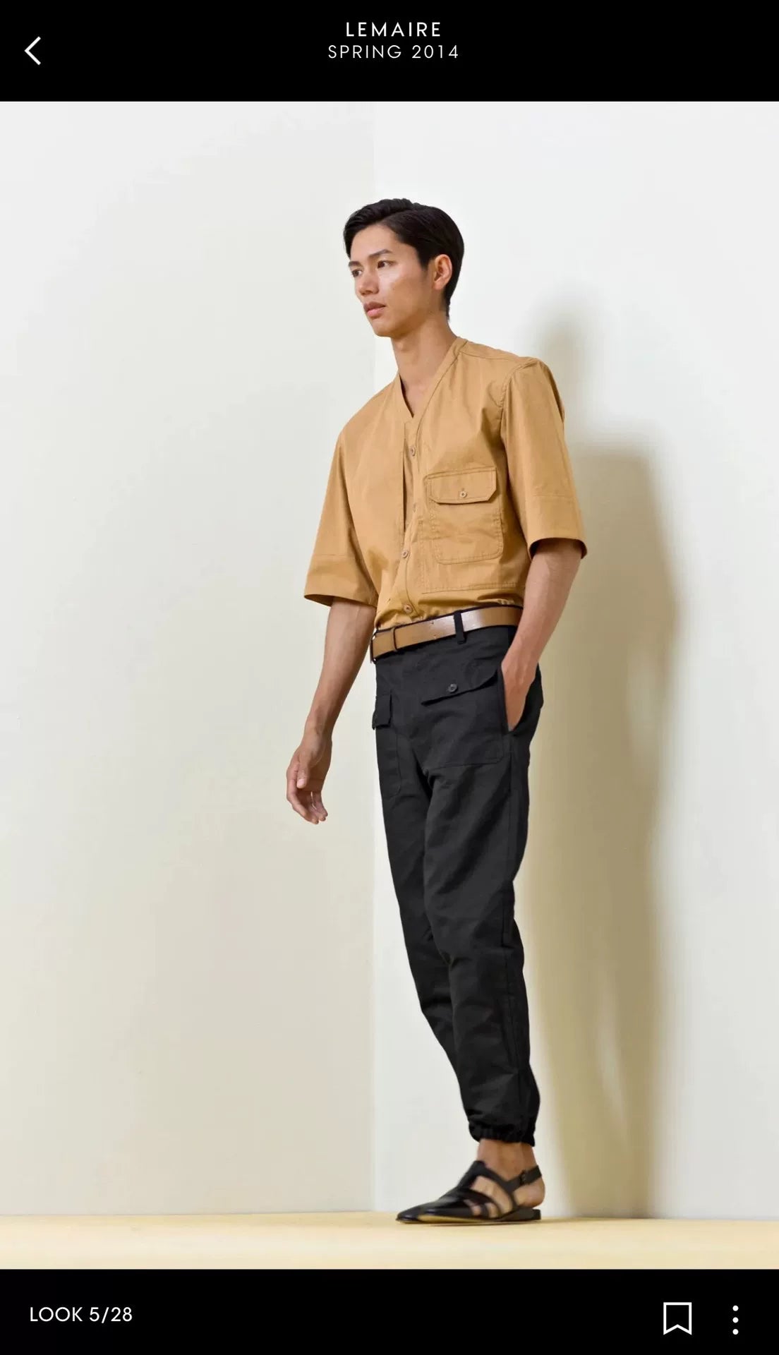 LEMAIRE Collarless Utility Short-Sleeve Shirt