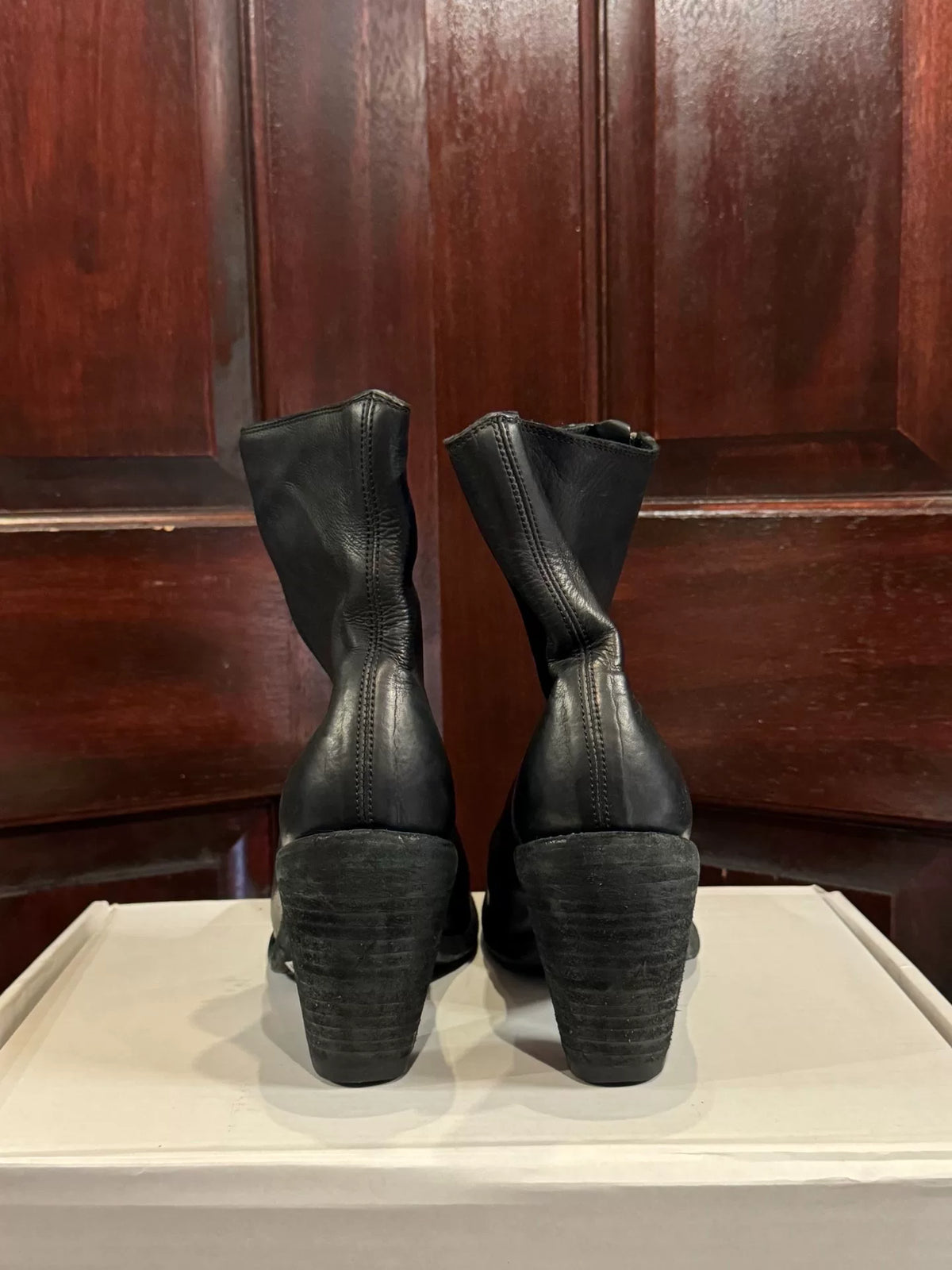 Guidi FW17 Black BLKT 3006FZ Front-Zip High-Heel Calfskin Boots