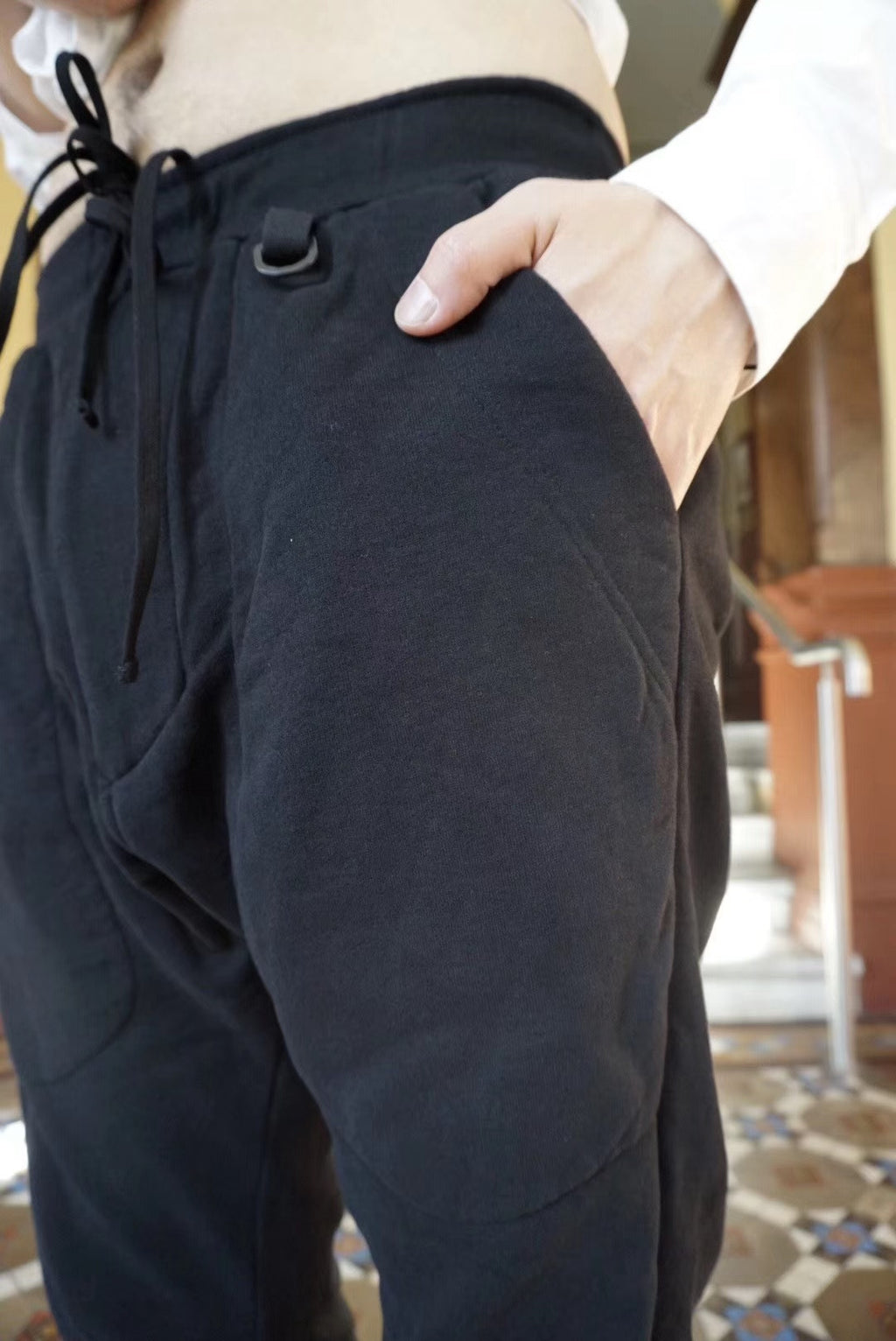 Julius FW19 Black Pleated DIVIDED Cotton Trousers