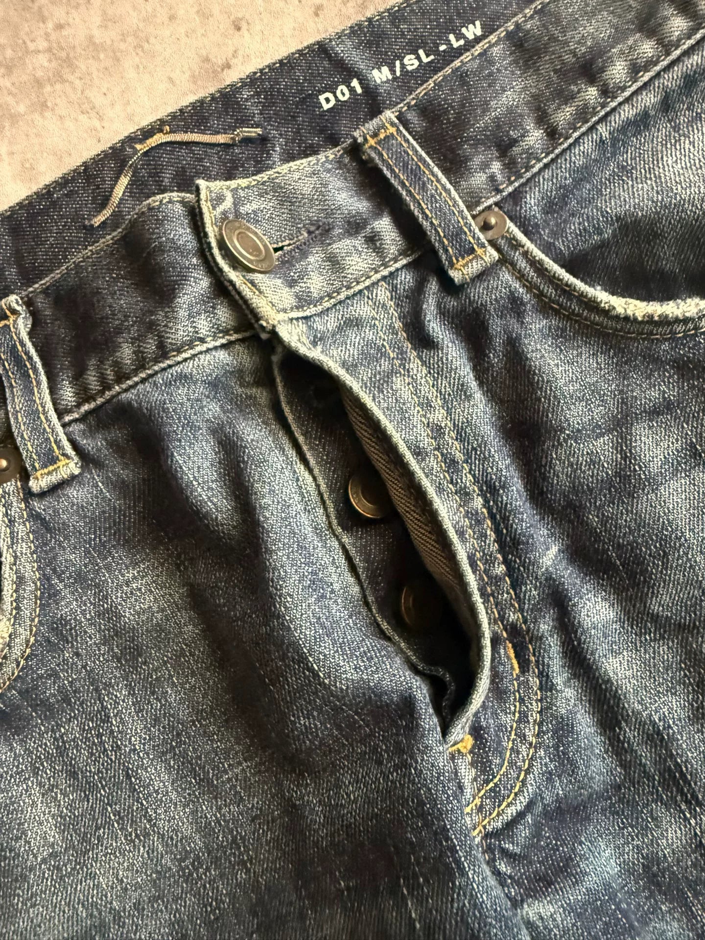Saint Laurent 13AW D01 Blue Washed Distressed Denim Jeans by Hedi Slimane
