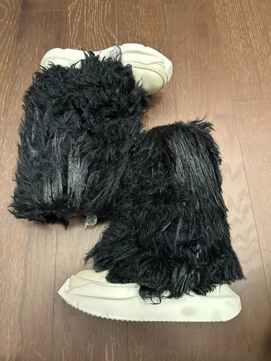 Rick Owens thick-soled fur boots,