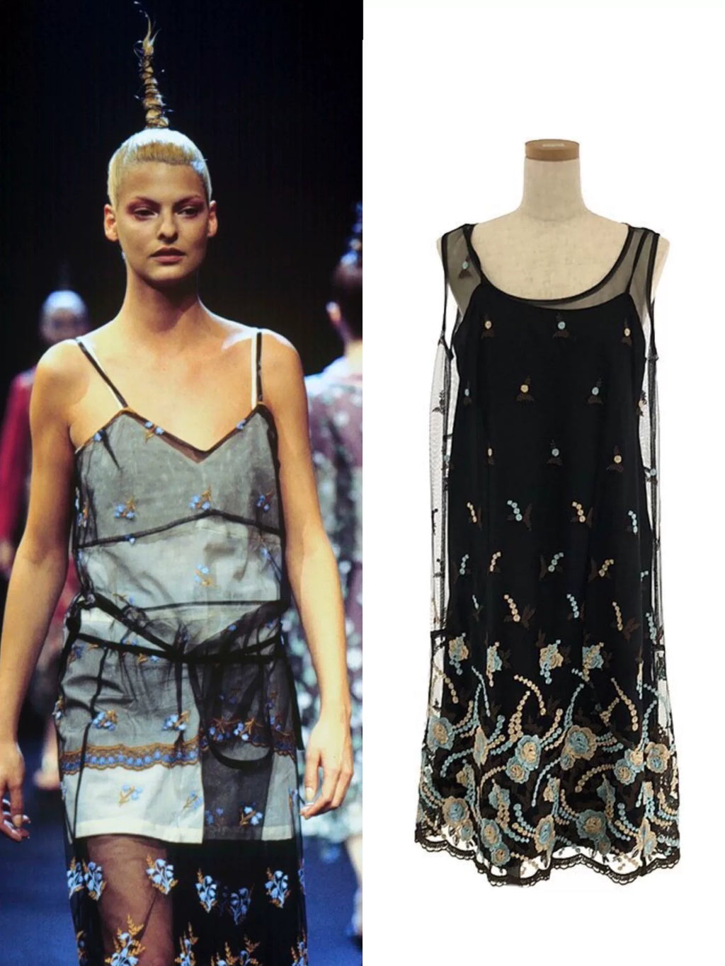 Comme des Garcons Floral Embroidered Sheer Dress