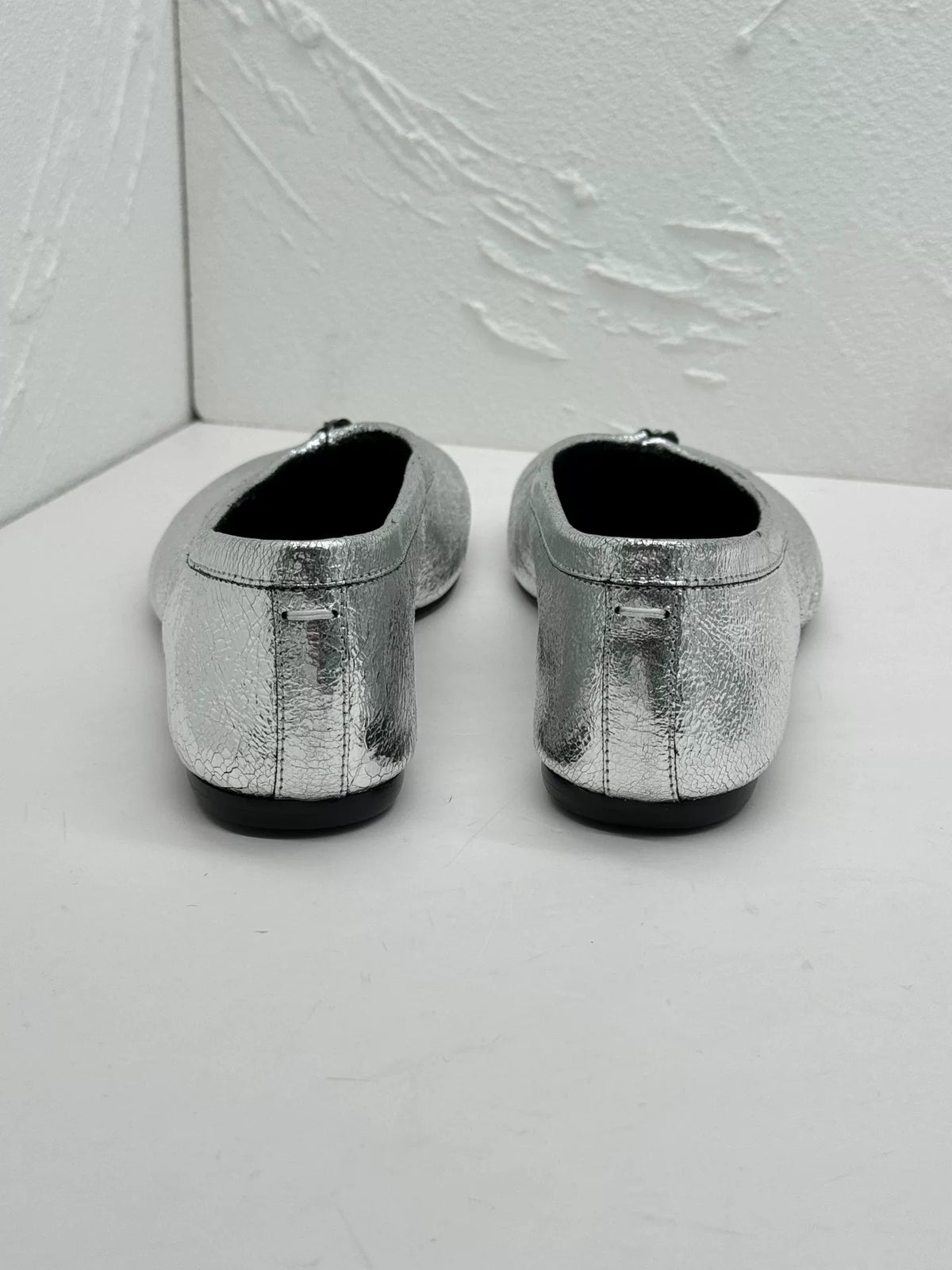 Maison Margiela Silver Cracked Calfskin Tabi Flats