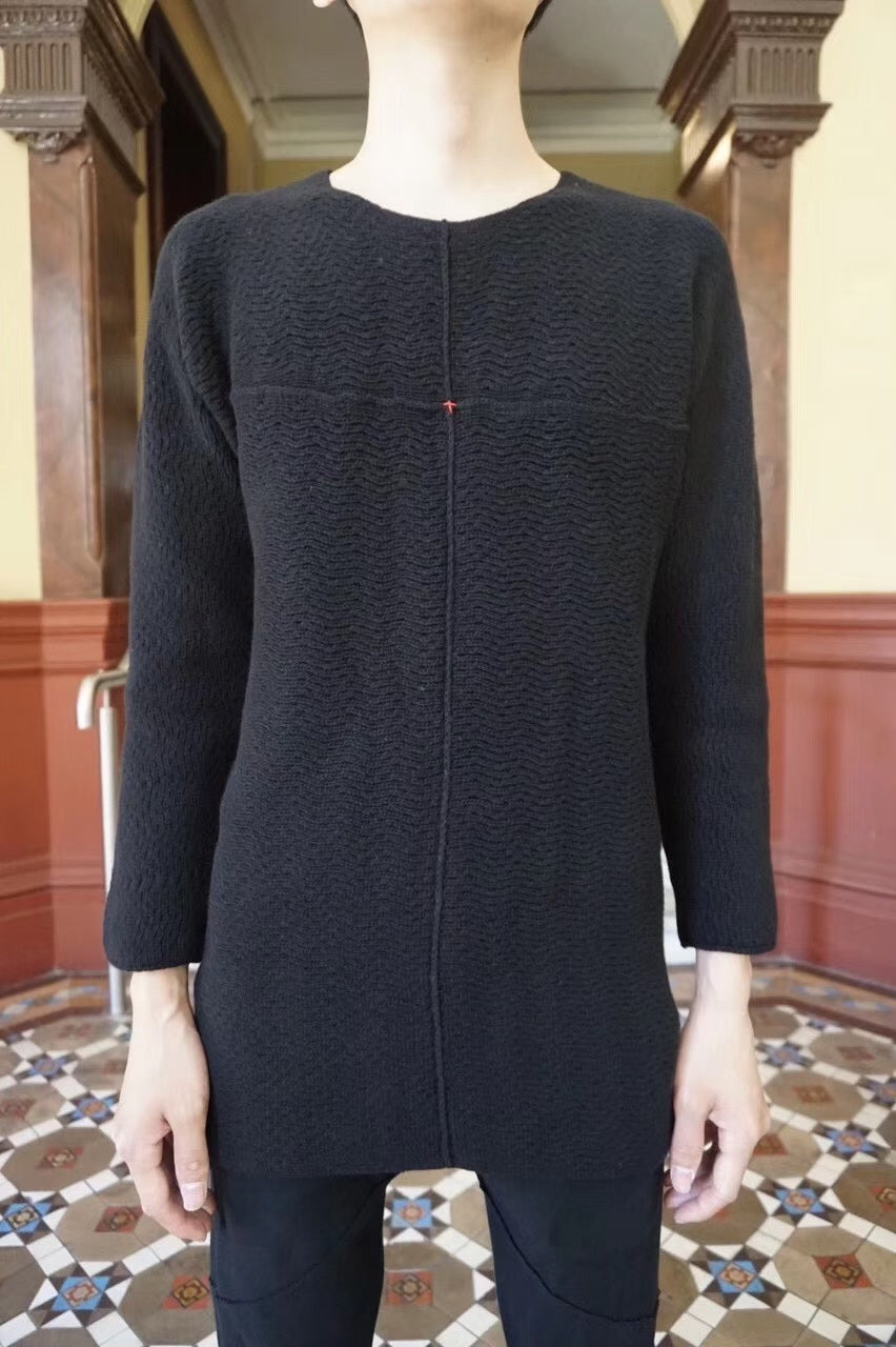 M.A+ FW17 Black Cross Wool Cashmere Crew Neck Sweater