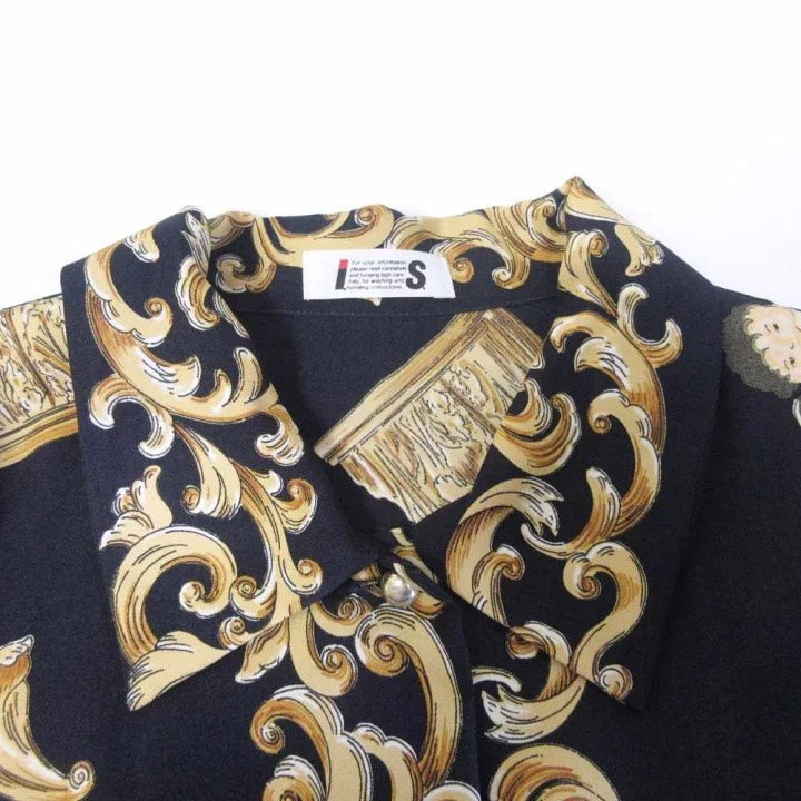 Issey Miyake 1980s Baroque Angel Print Long Sleeve Shirt