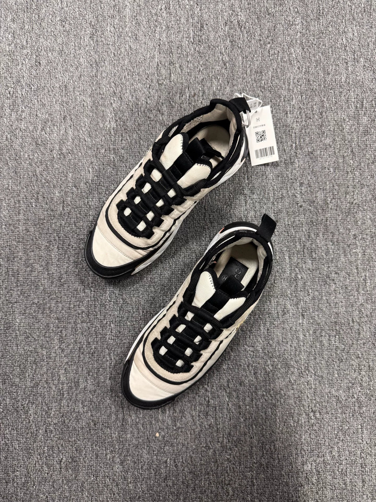 Chanel Black & White Double C Logo Sneakers