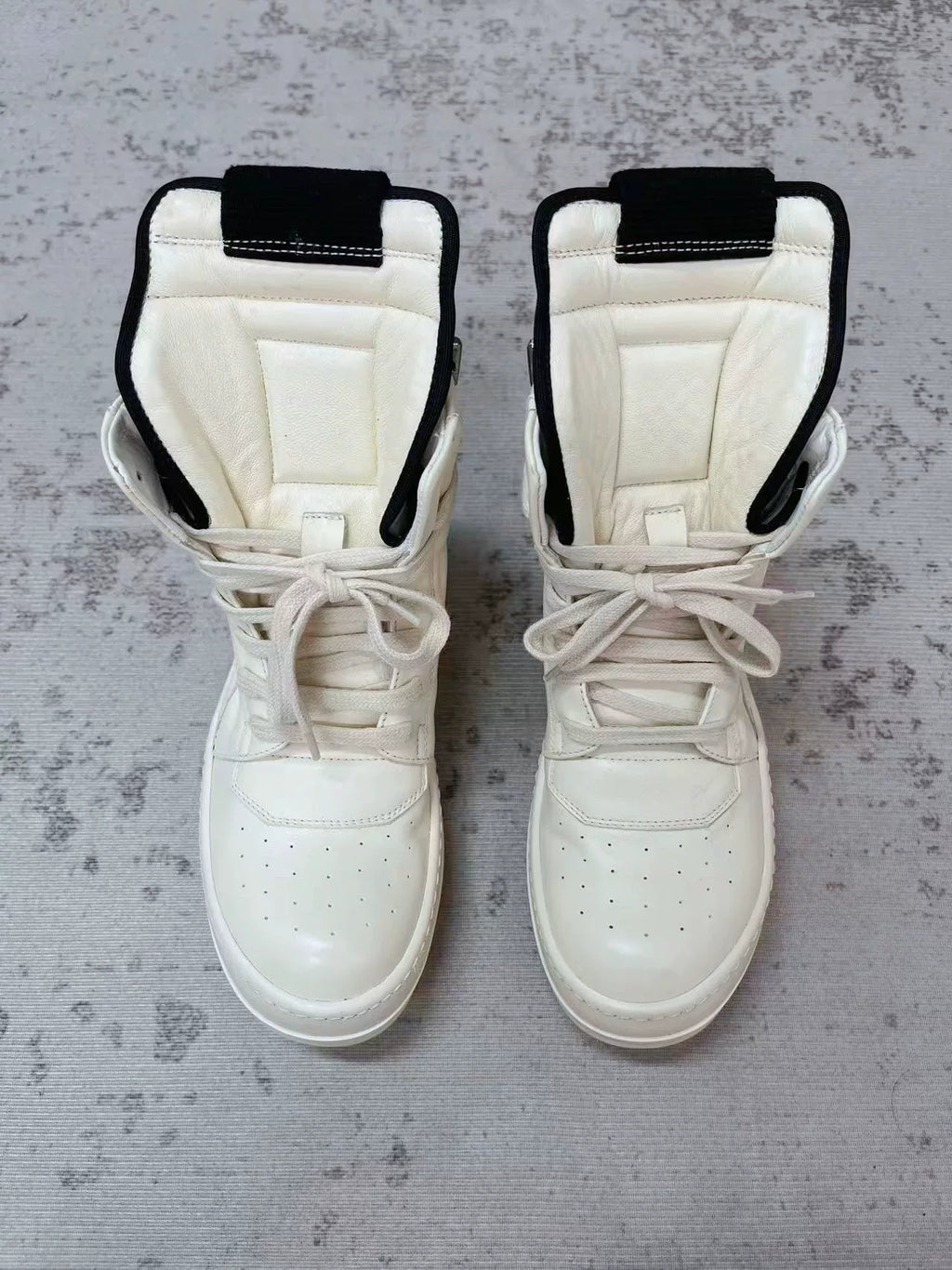 Rick Owens White Milk Inverted-Triangle Sneakers