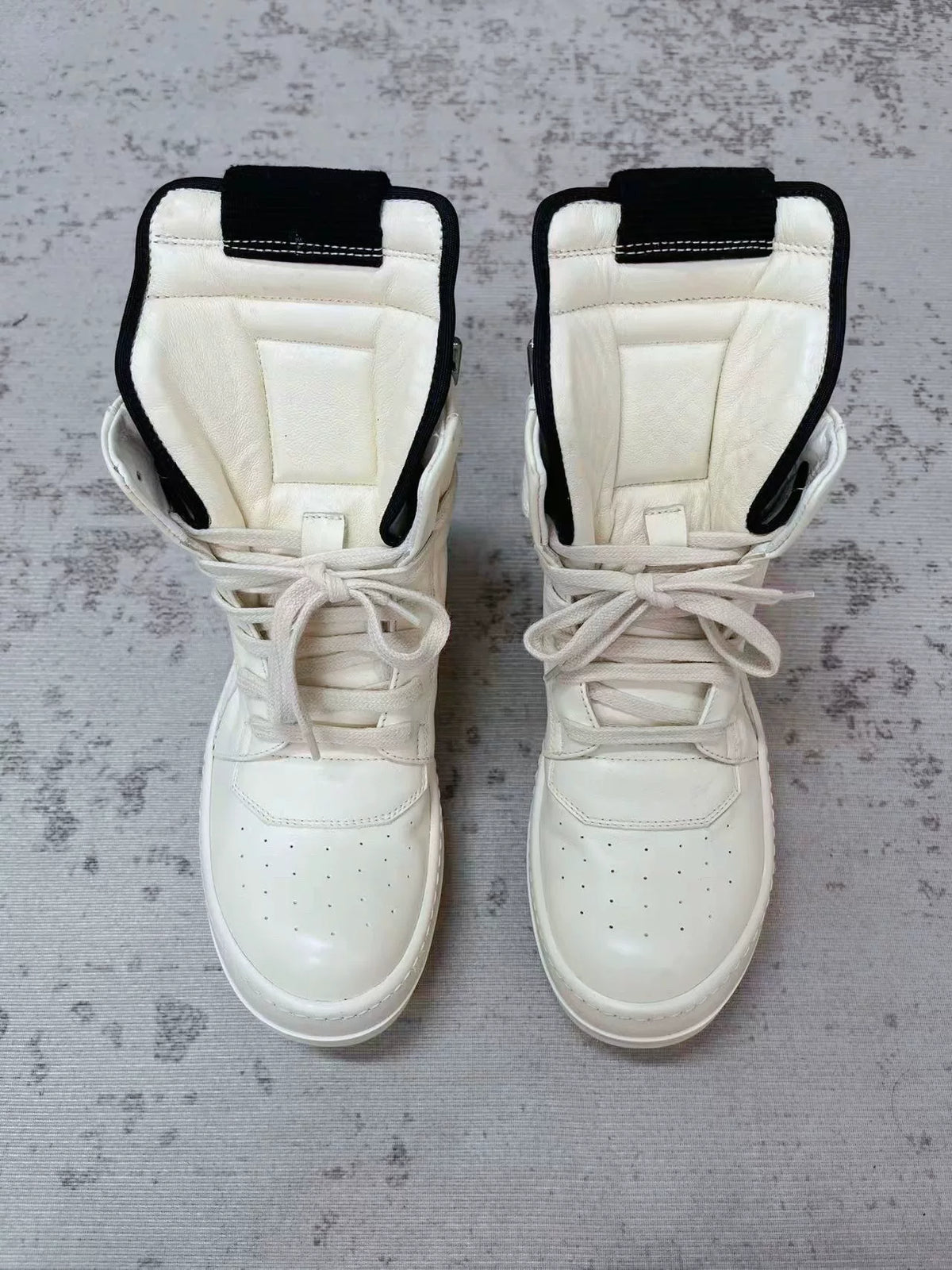 Rick Owens White Milk Inverted-Triangle Sneakers