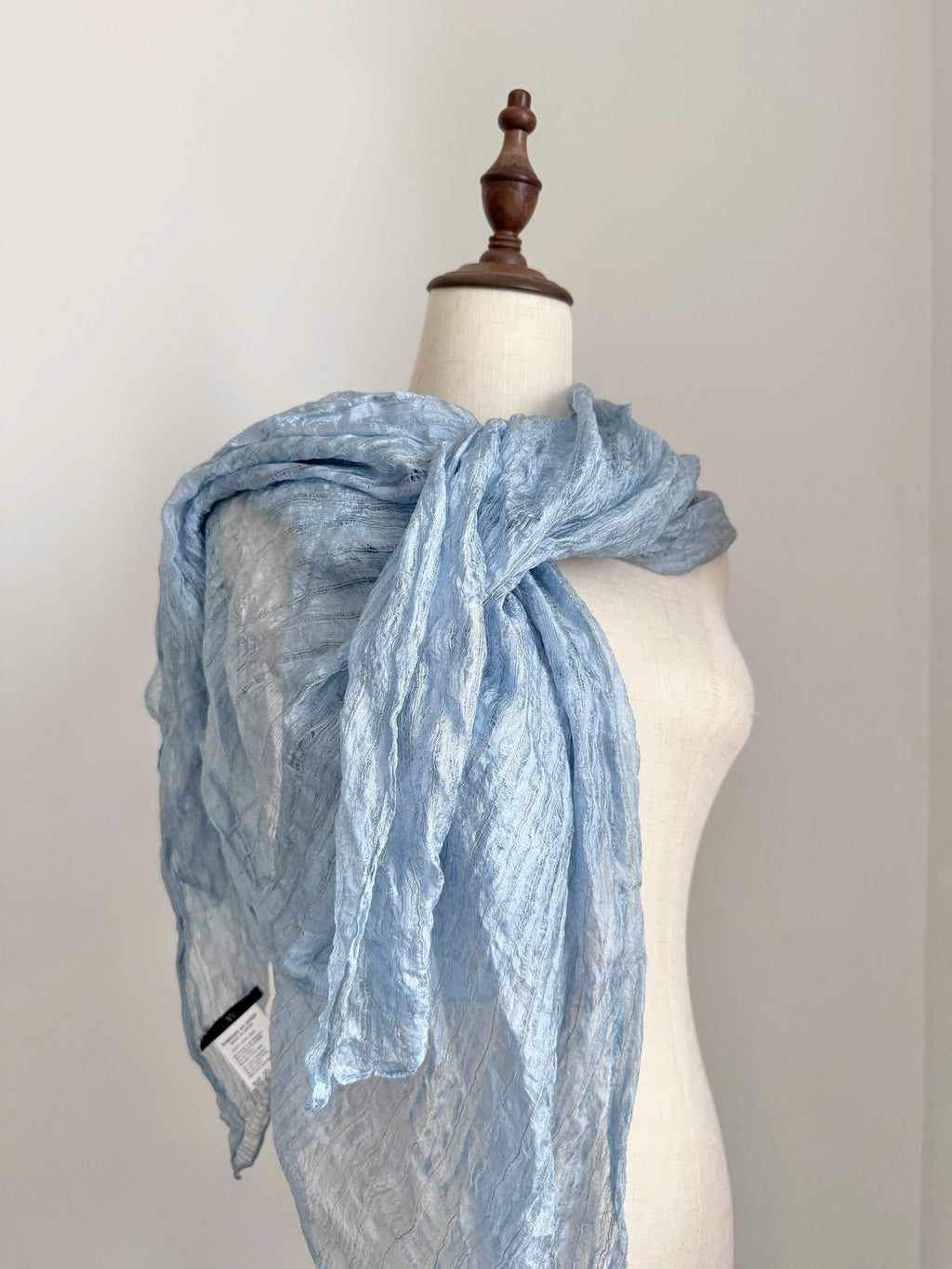 Yohji Yamamoto 1990s Ice Blue Drawstring Shawl - Devines