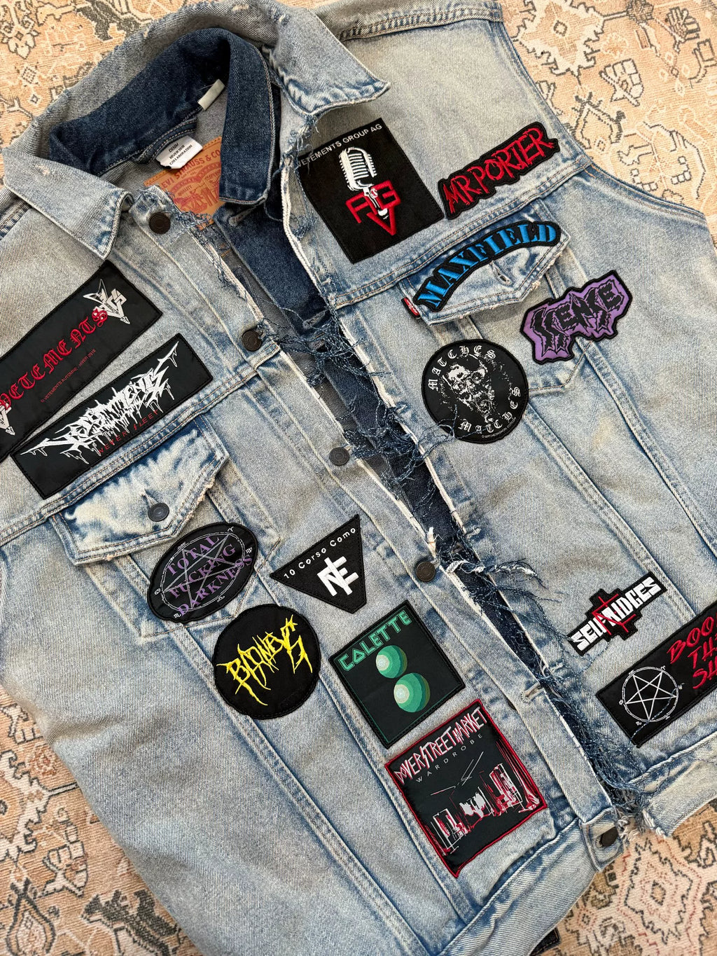 Vetements x Levi's Collaborative Double-Layer Patchwork Denim Vest