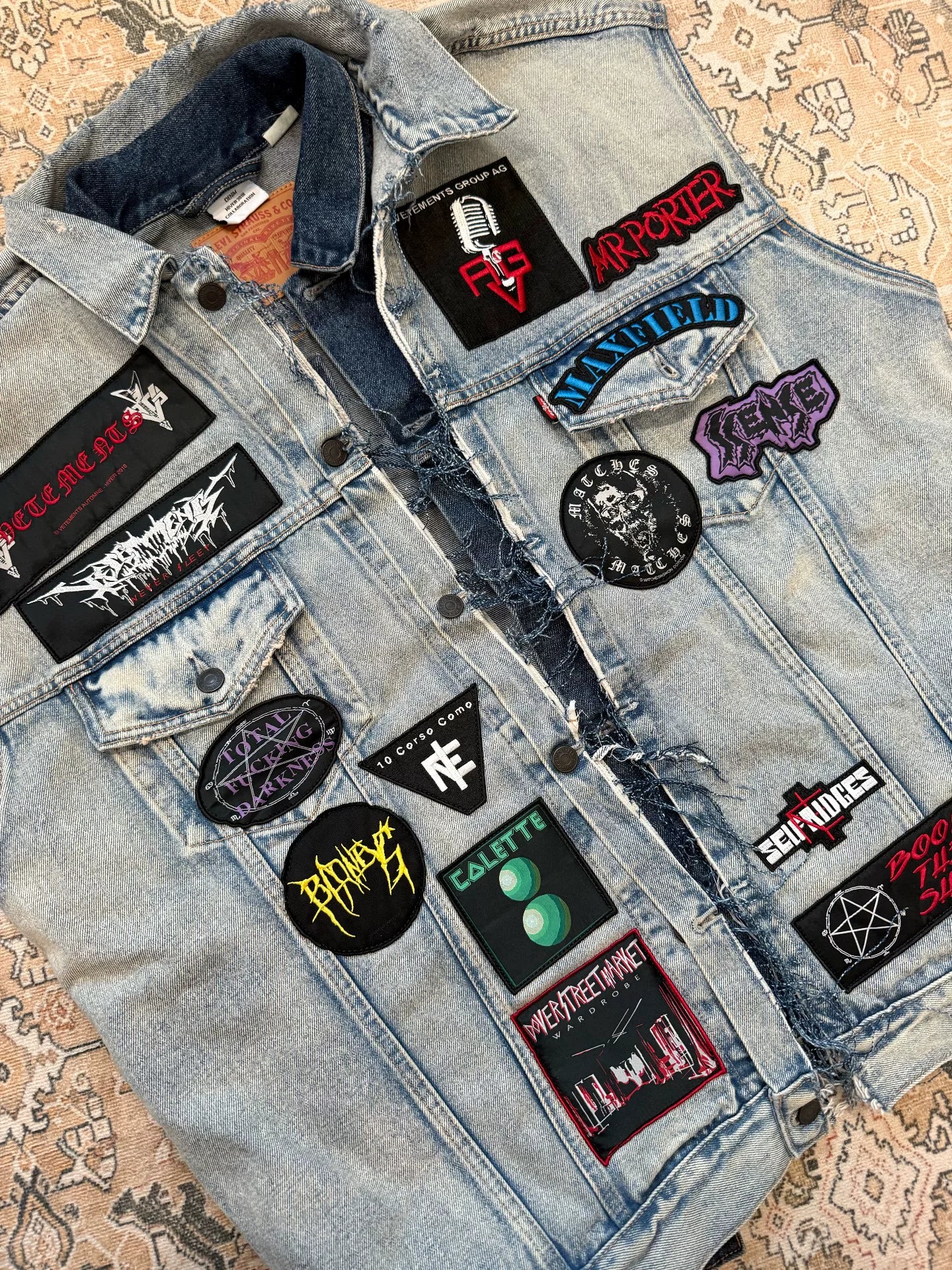Vetements x Levi's Collaborative Double-Layer Patchwork Denim Vest