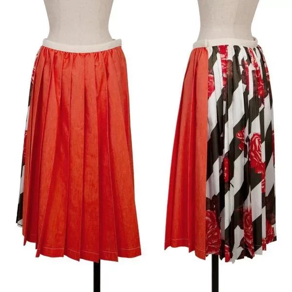 COMME des GARCONS Vintage Red Floral Pleated Skirt