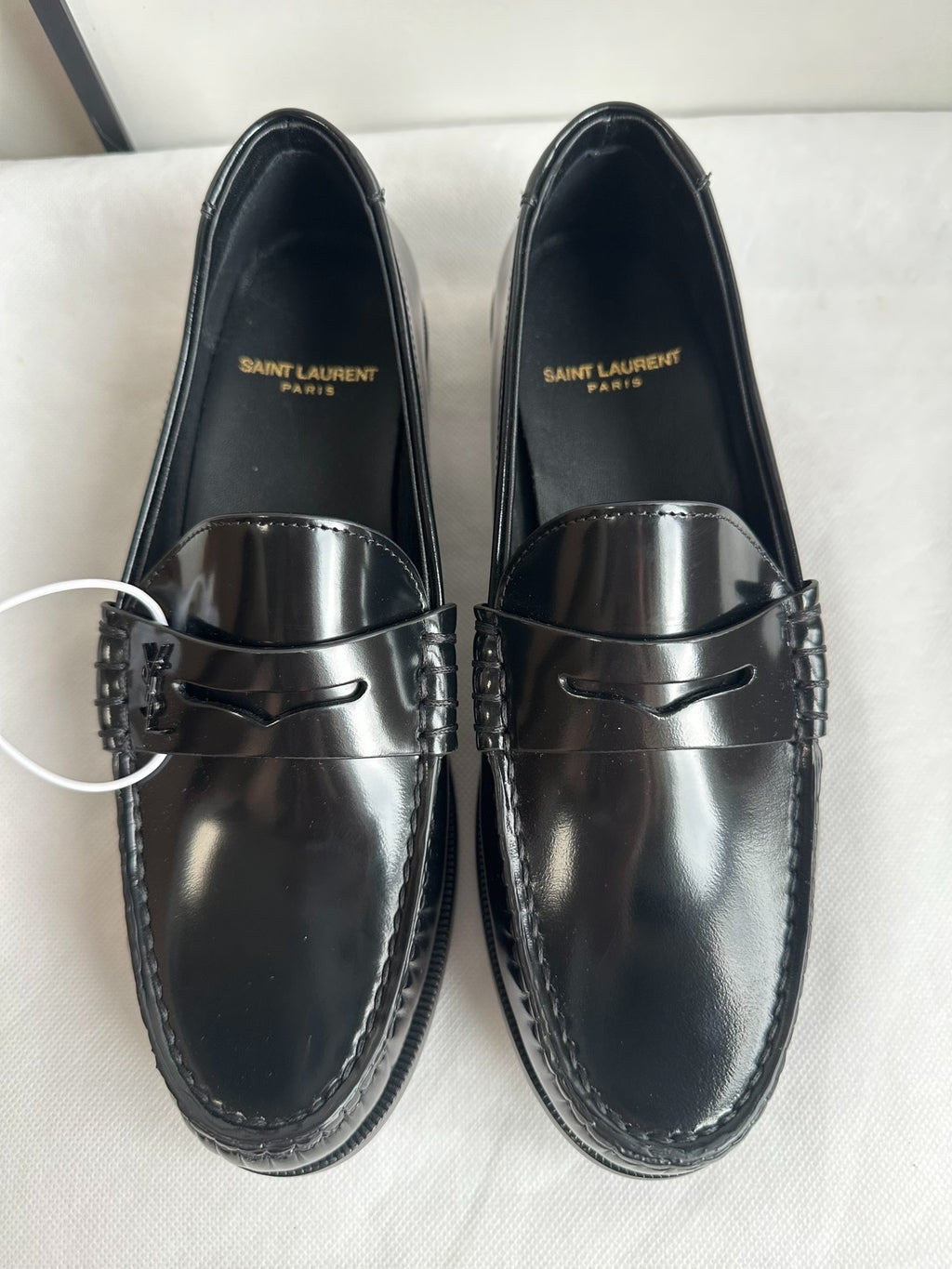 Saint Laurent Black Patent Leather Penny Loafers