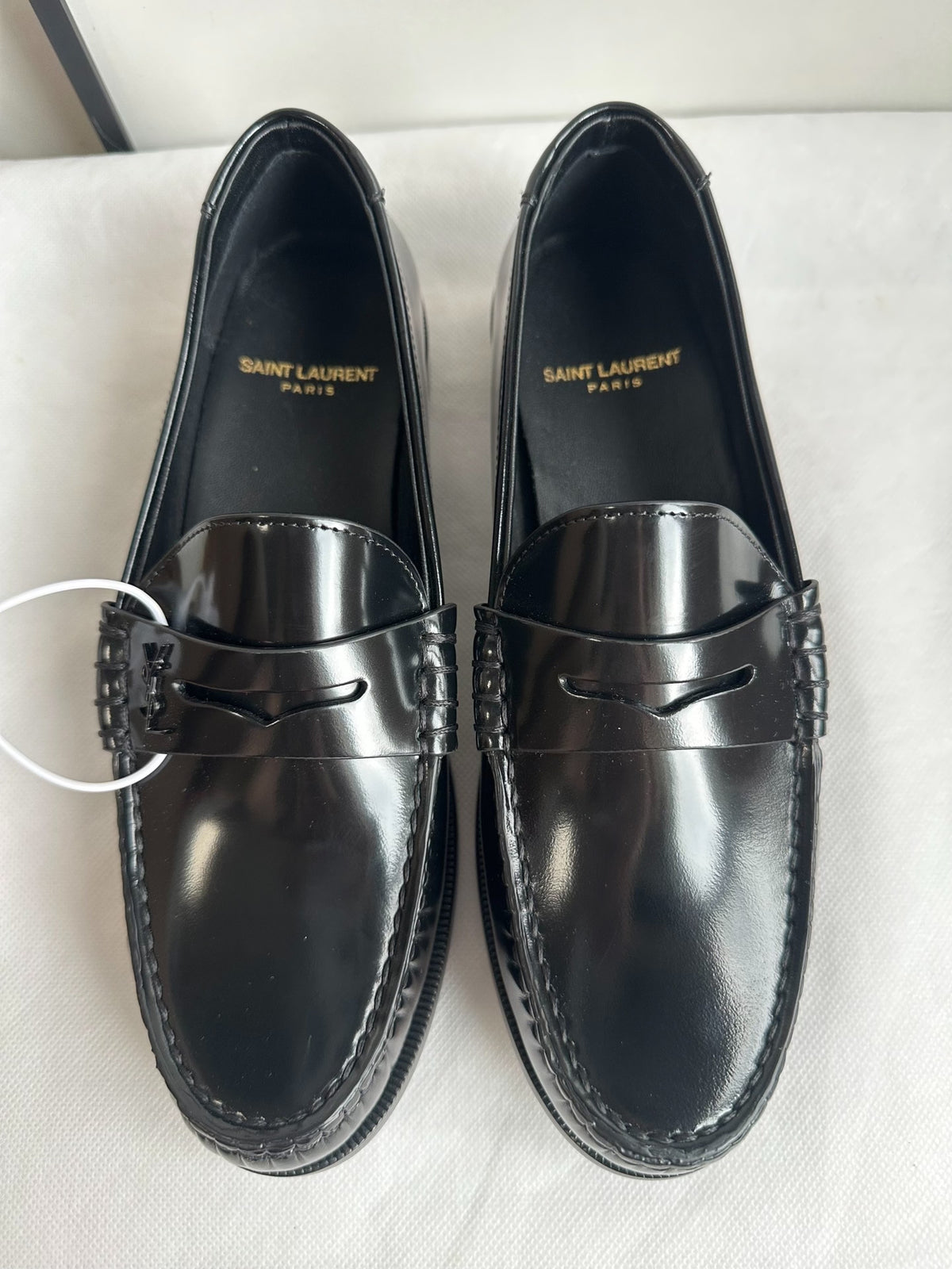 Saint Laurent Black Patent Leather Penny Loafers