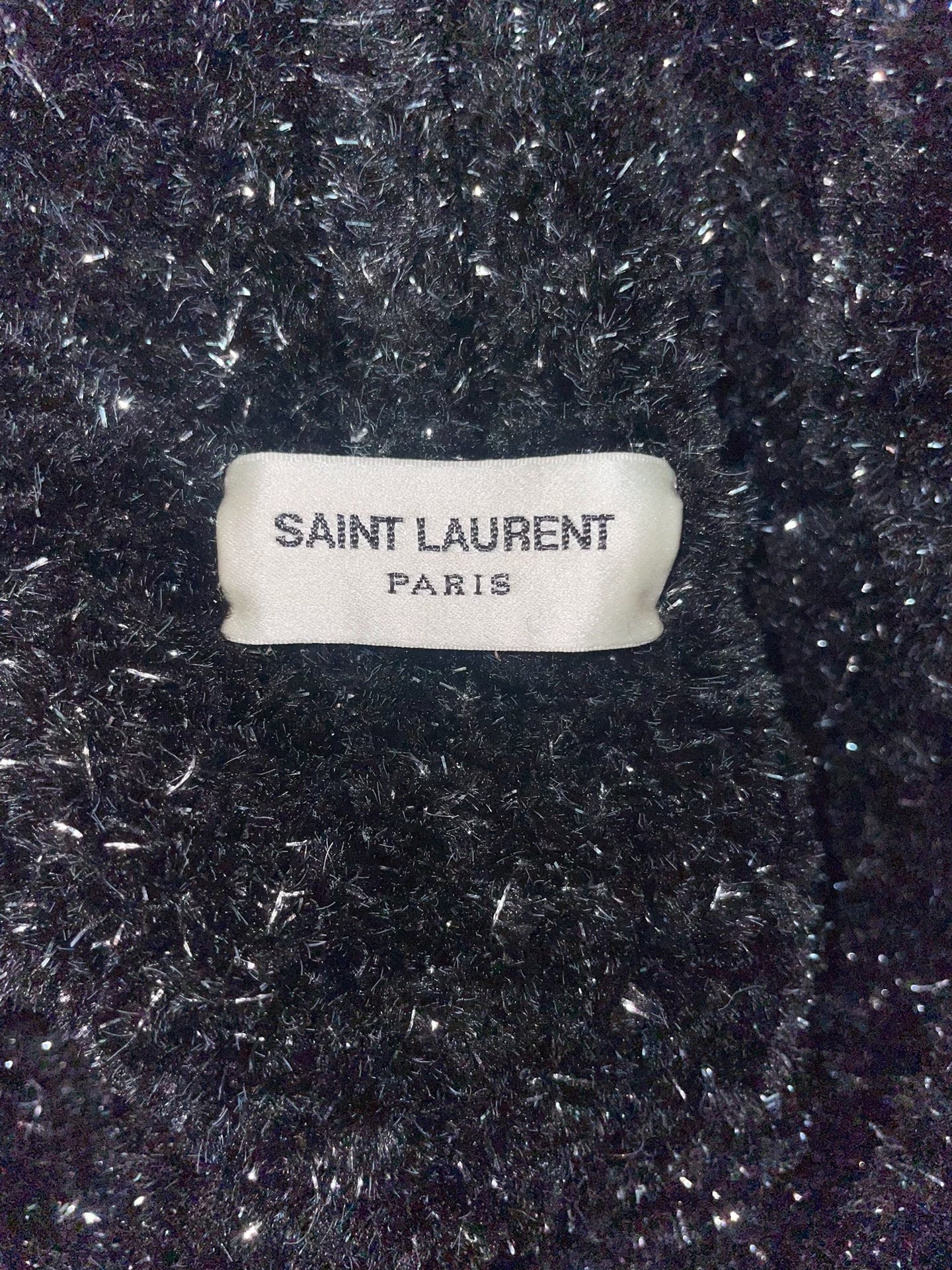 Saint Laurent FW19 Black Silver Thread Star Cardigan