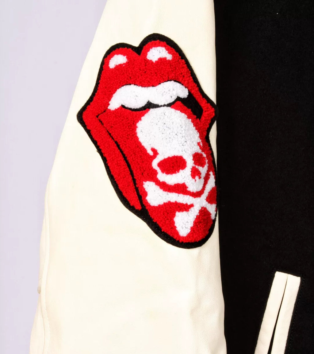 Mastermind Japan Theater8 Rolling Stones Wool Varsity Black Jacket