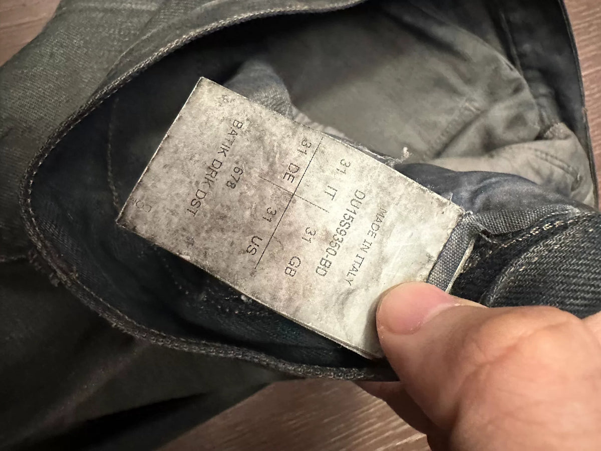 Rick Owens Mud-Dyed Distressed Denim Pants