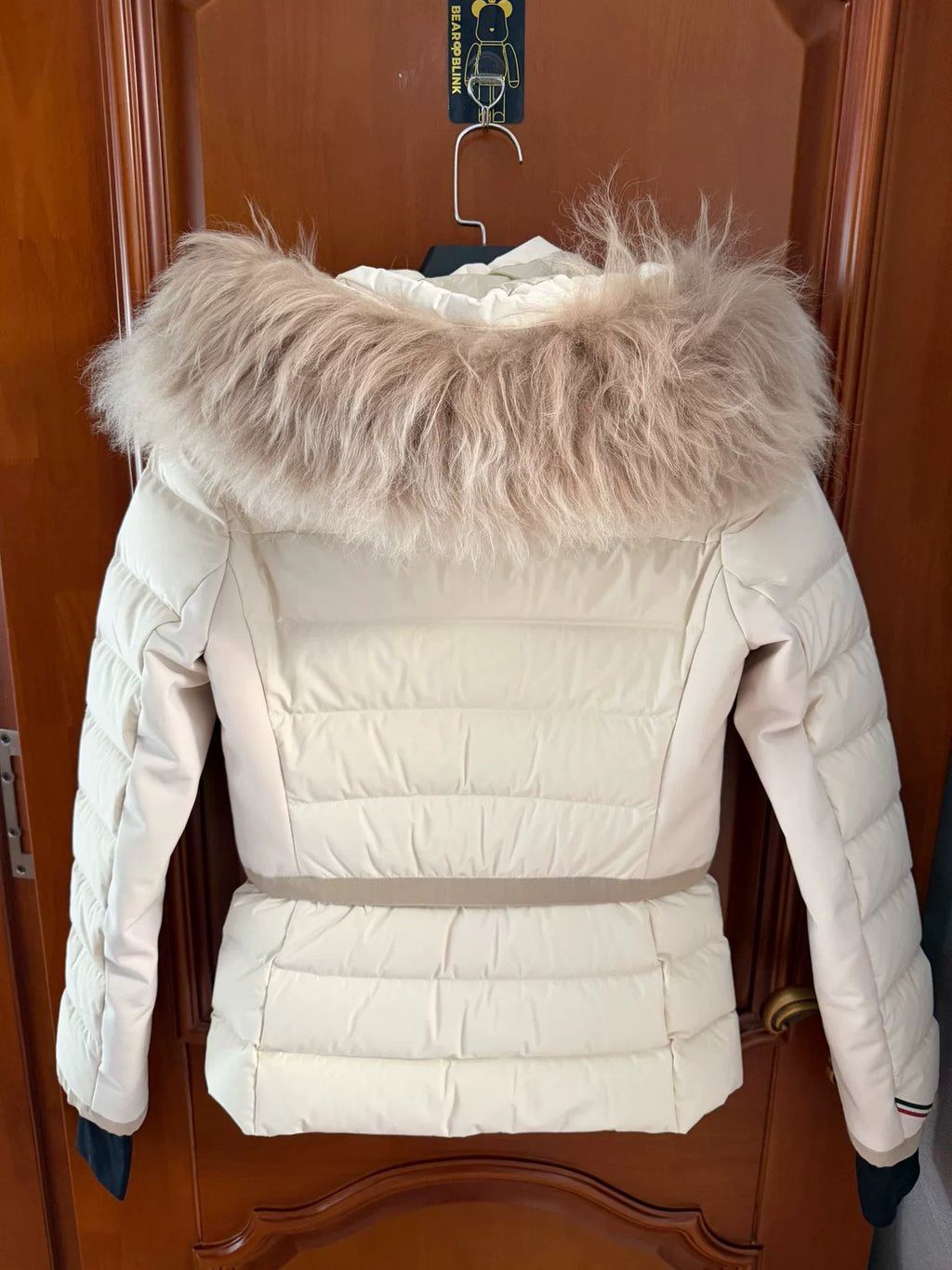 Moncler LAMOURA Off-White Hooded Fox Fur Collar Down Jacket