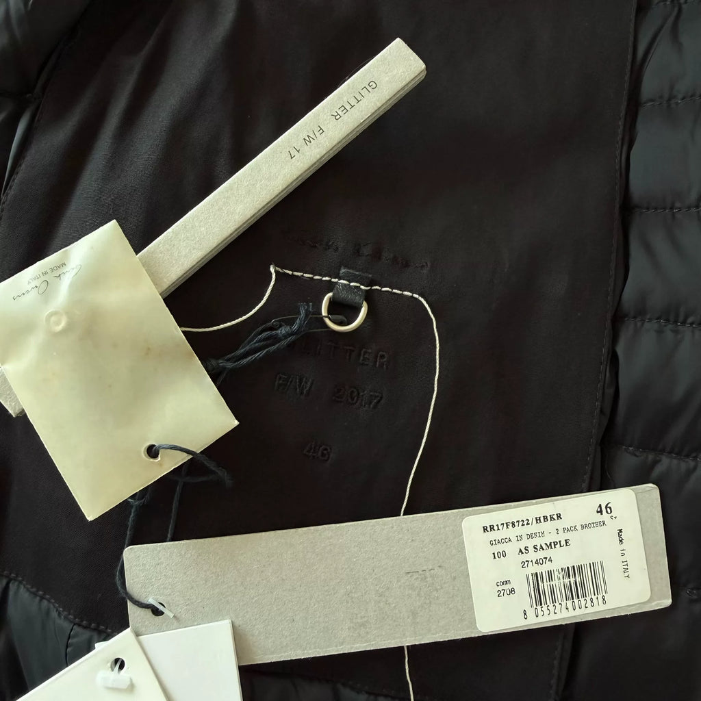Rick Owens FW17 Black Coated Denim Zip-Up Jacket