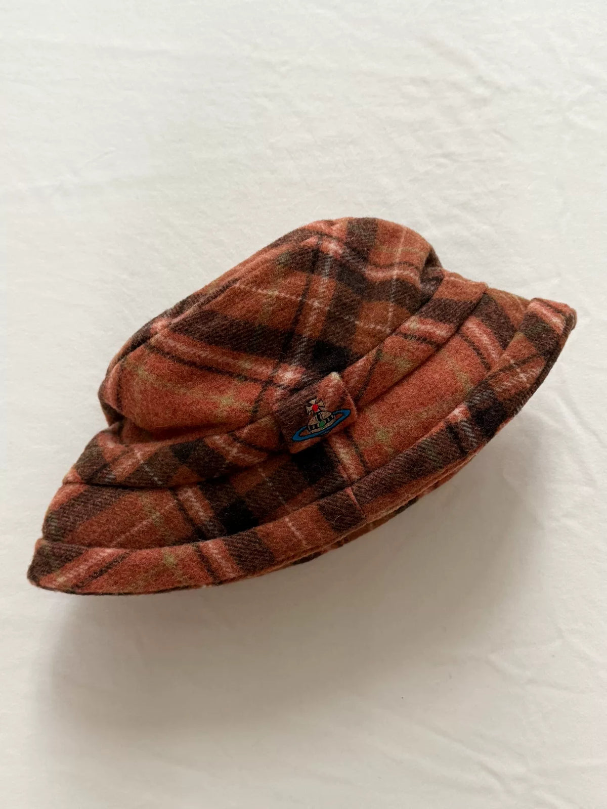 Vivienne Westwood 90s vintage plaid bucket hat with the iconic Orb logo