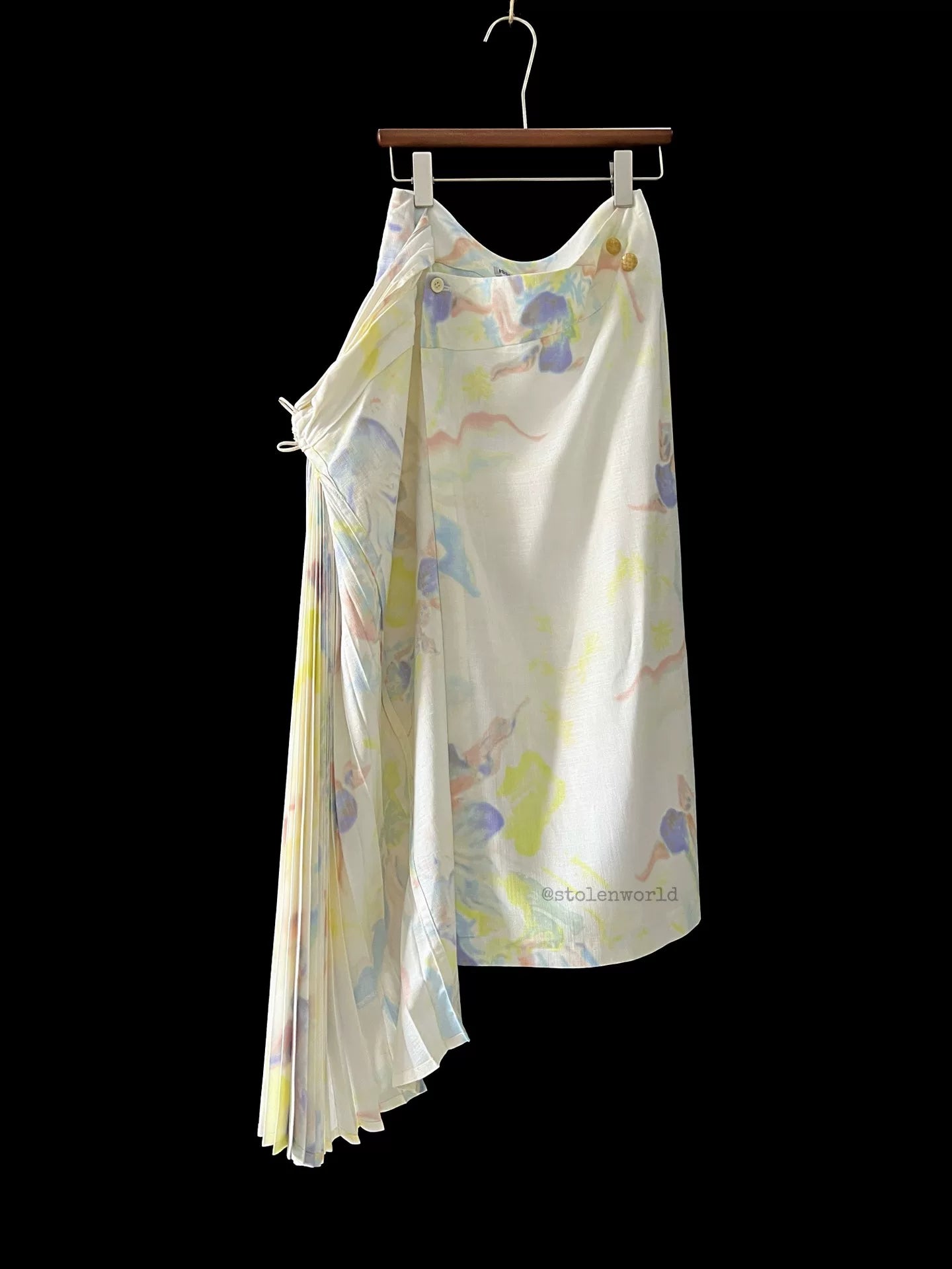 Issey Miyake 06SS Runway Oil Paint Pleated Skirt - Devines