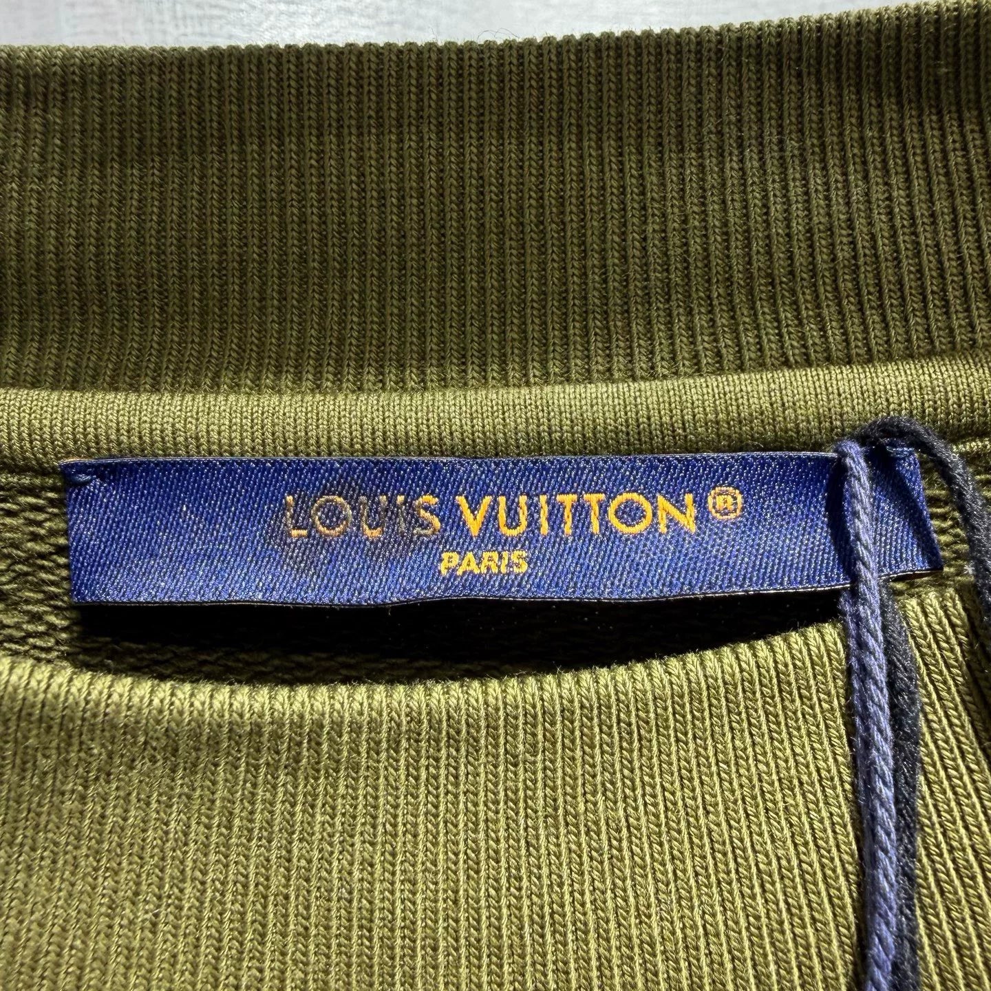 Louis Vuitton SS24 Pharrell Studded Embroidered Logo Cotton Olive Sweater