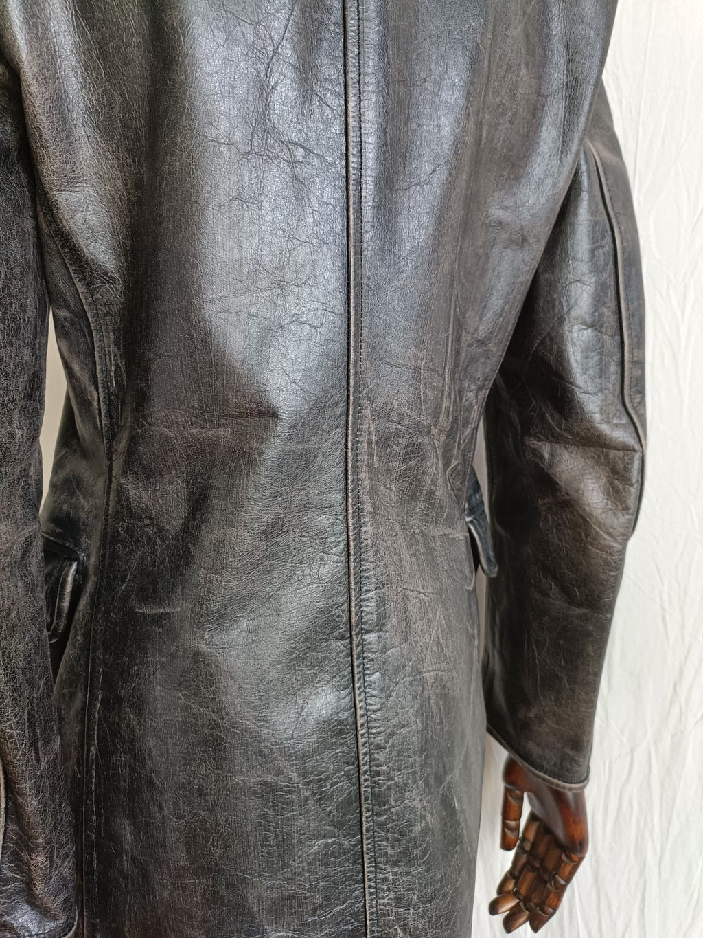 Jean Paul Gaultier City Hunter Black Distressed Leather Jacket
