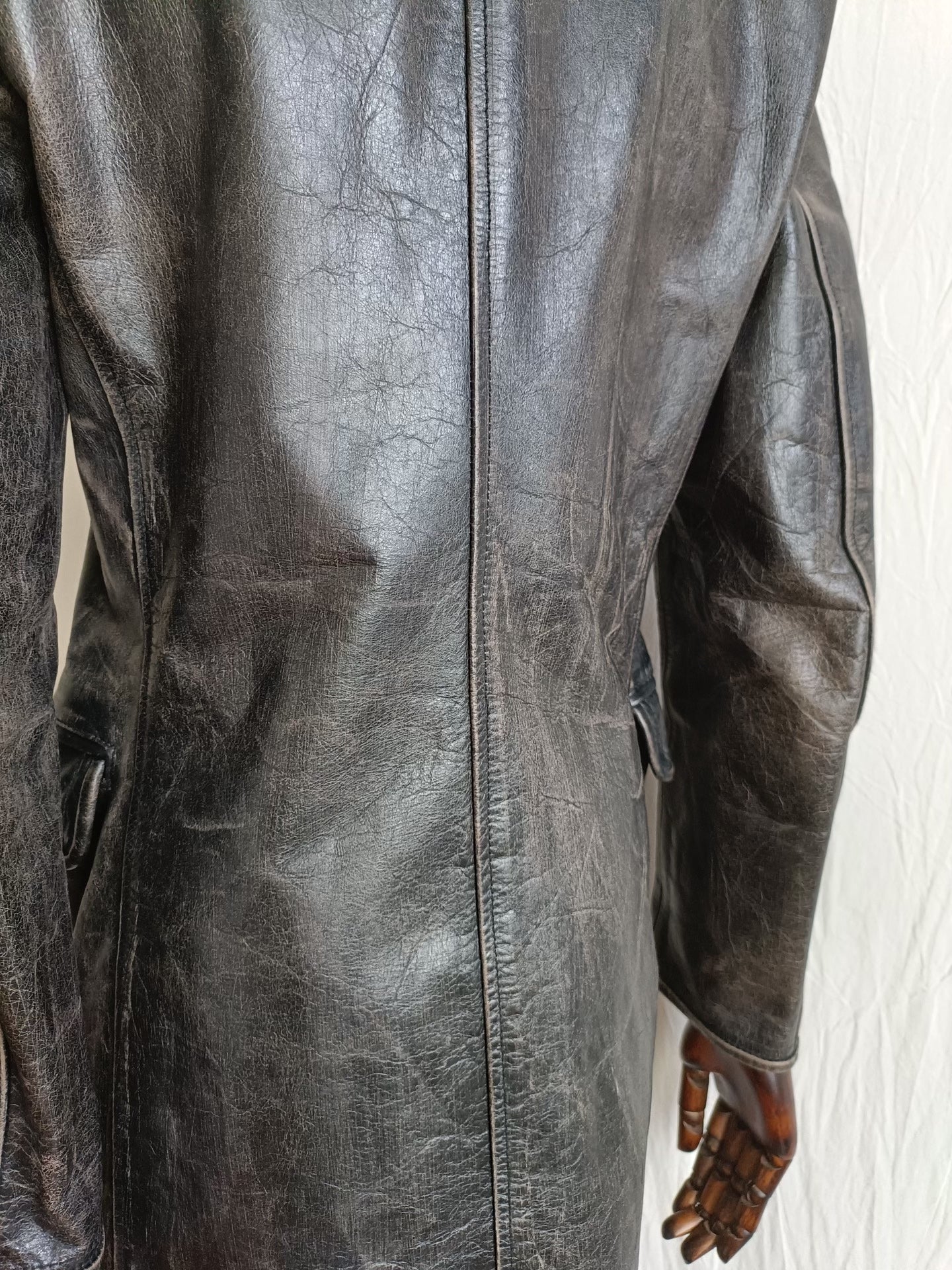 Jean Paul Gaultier City Hunter Black Distressed Leather Jacket