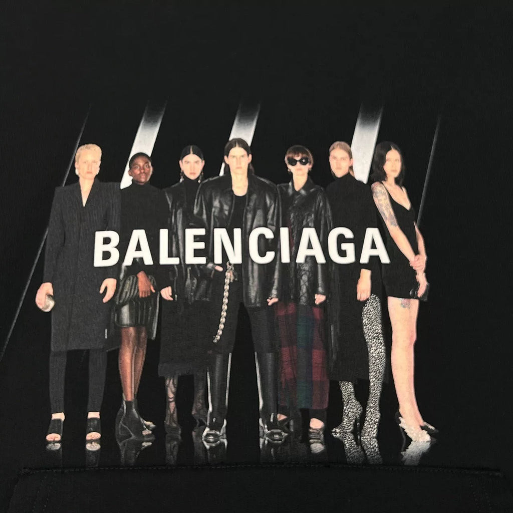 Balenciaga Black Portrait Print Hooded Sweater